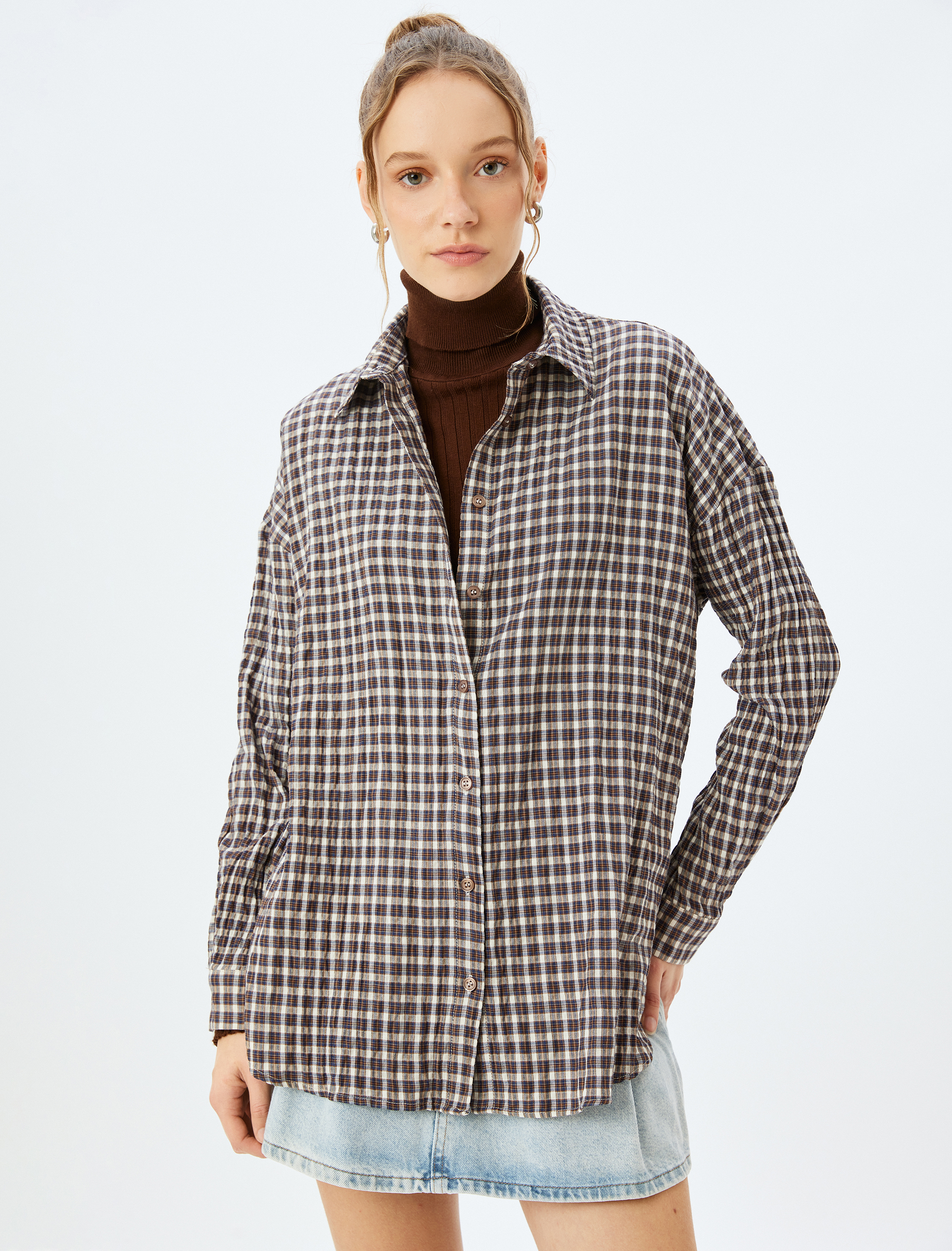   Klasik Yaka Uzun Kollu Düğmeli Oduncu Gömleği