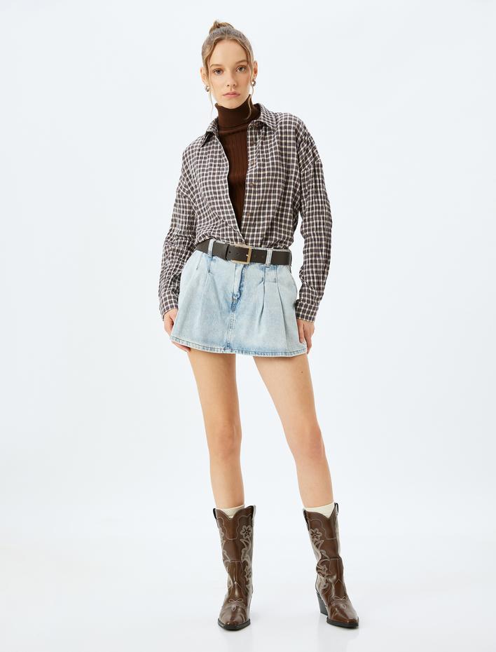  Klasik Yaka Uzun Kollu Düğmeli Oduncu Gömleği