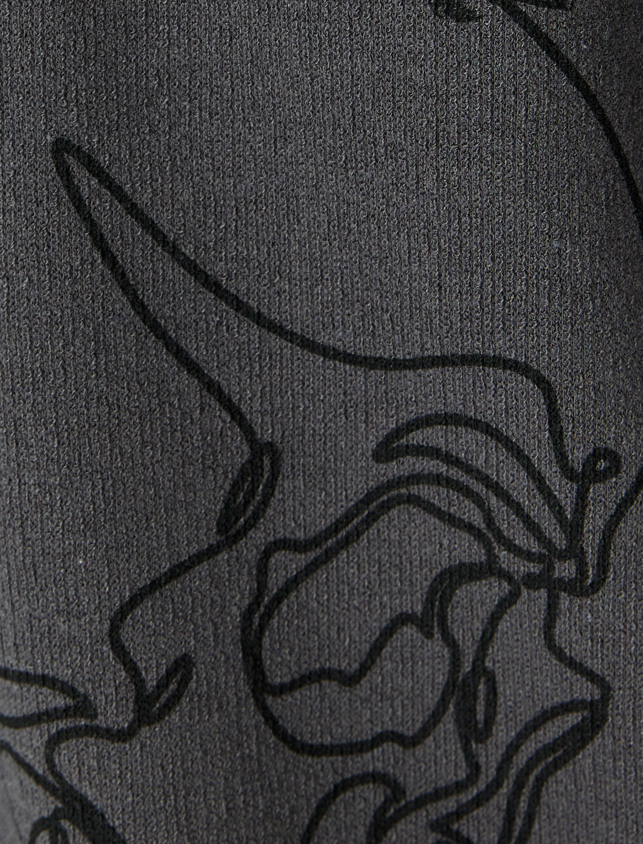   Oversize Bisiklet Yaka Tok Kumaş Kısa Kollu Kuru Kafa Baskılı Tişört