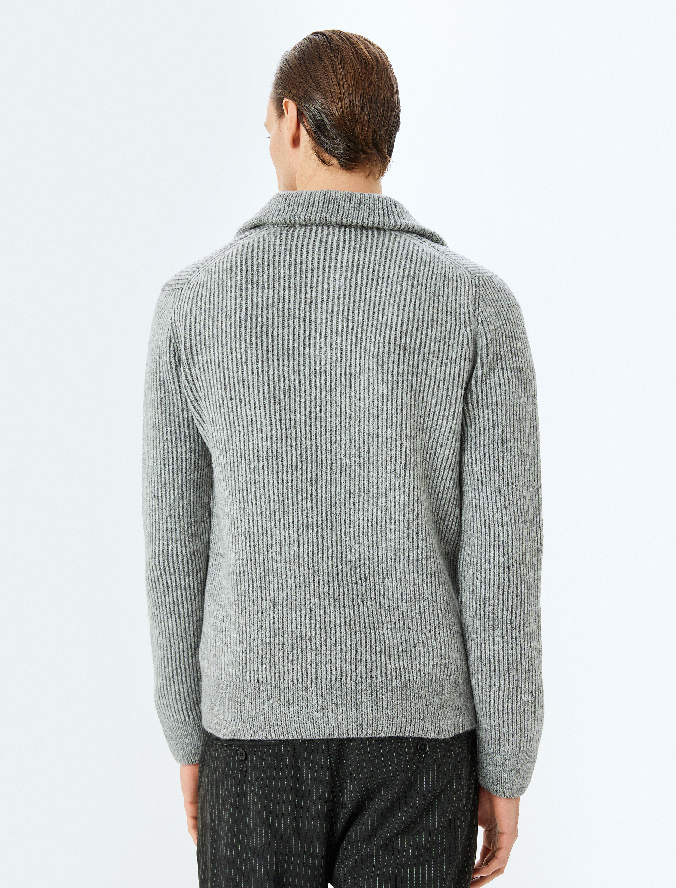 Yarım Fermuarlı Uzun Kollu Kışlık Triko Kazak