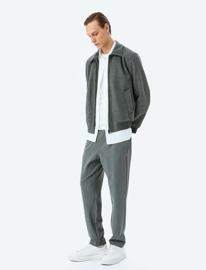  Cep Detaylı Viskon Karışımlı Beli Bağcıklı Eşofman Pantolon