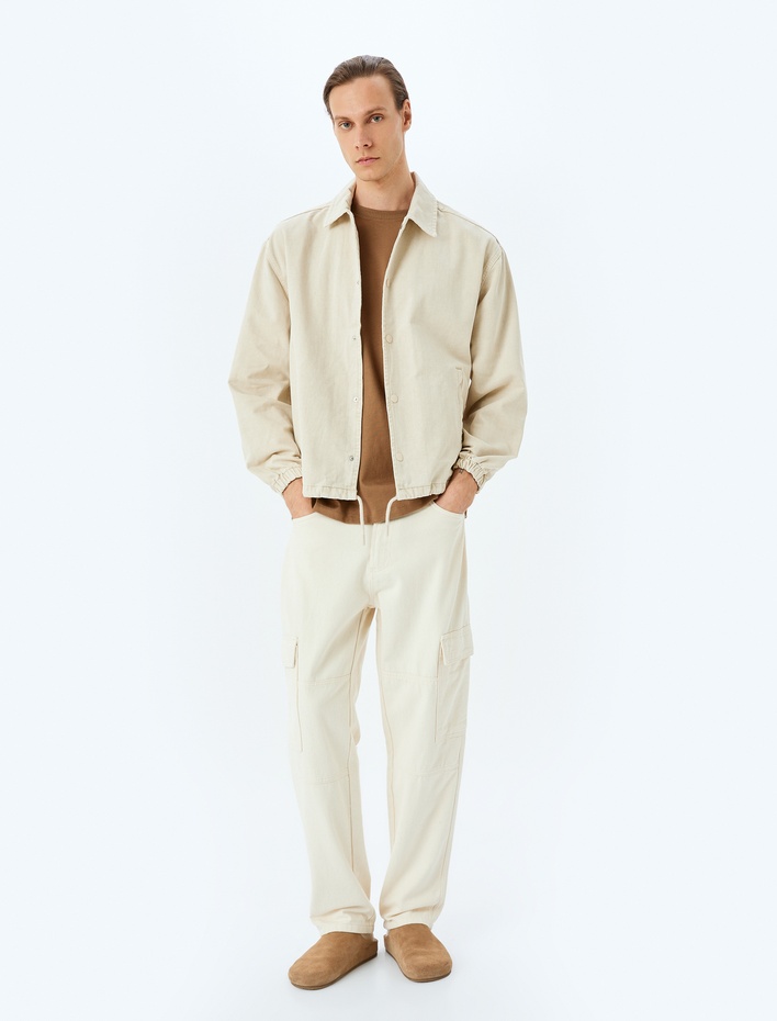  Çıtçıt Düğmeli Cep Detaylı Pamuklu Kot Ceket