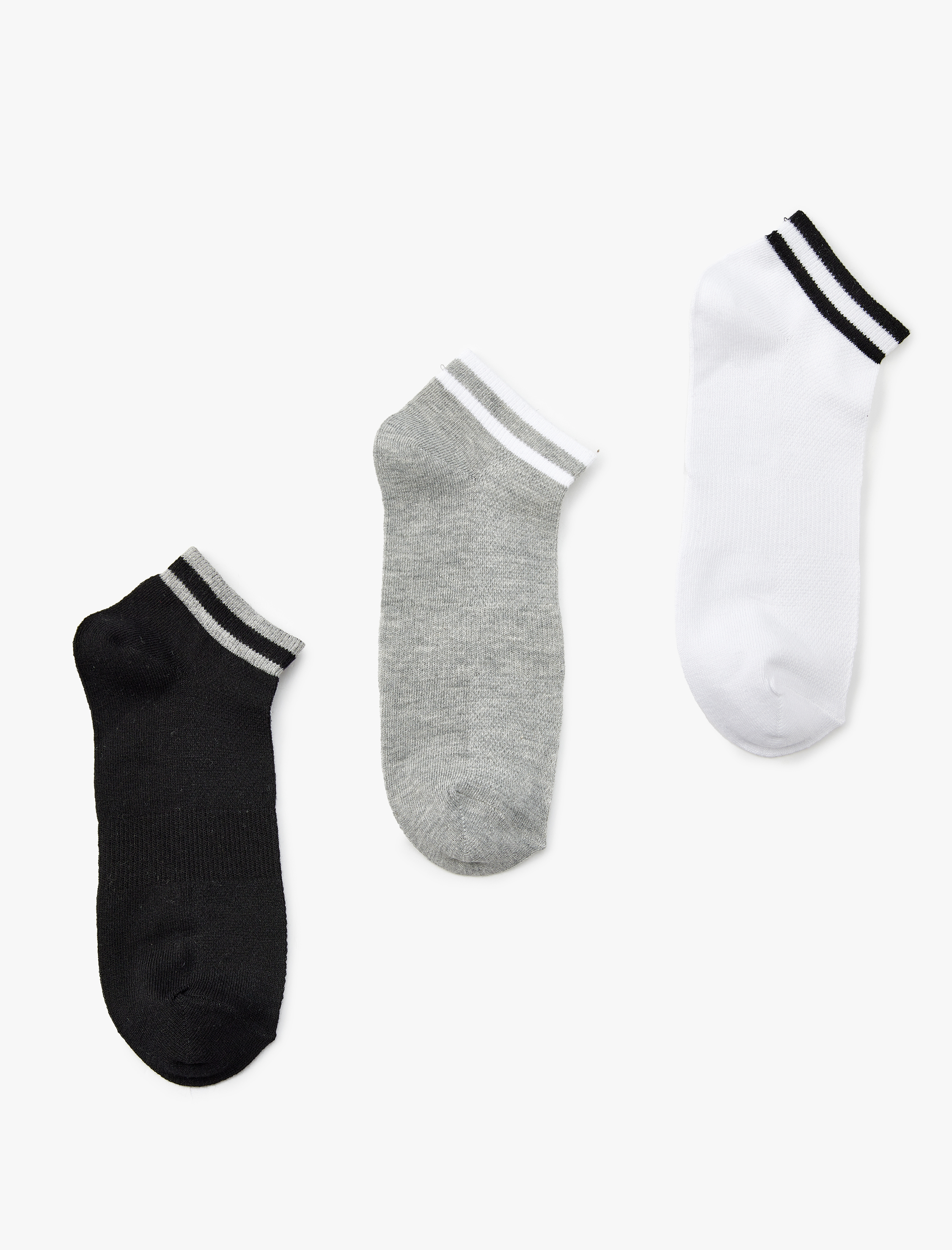 Erkek Pamuklu Çizgili 3'lü Patik Çorap Seti