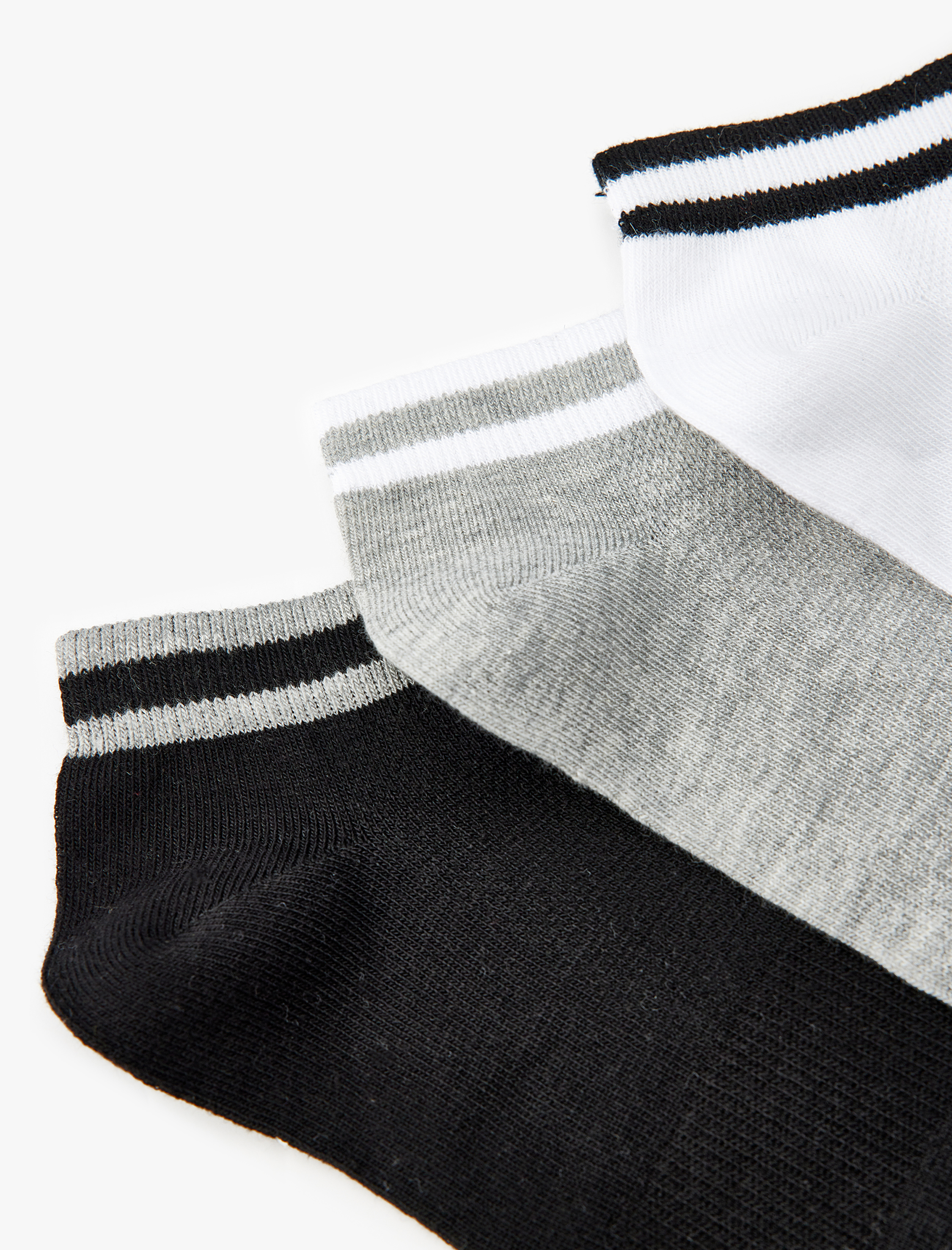 Erkek Pamuklu Çizgili 3'lü Patik Çorap Seti