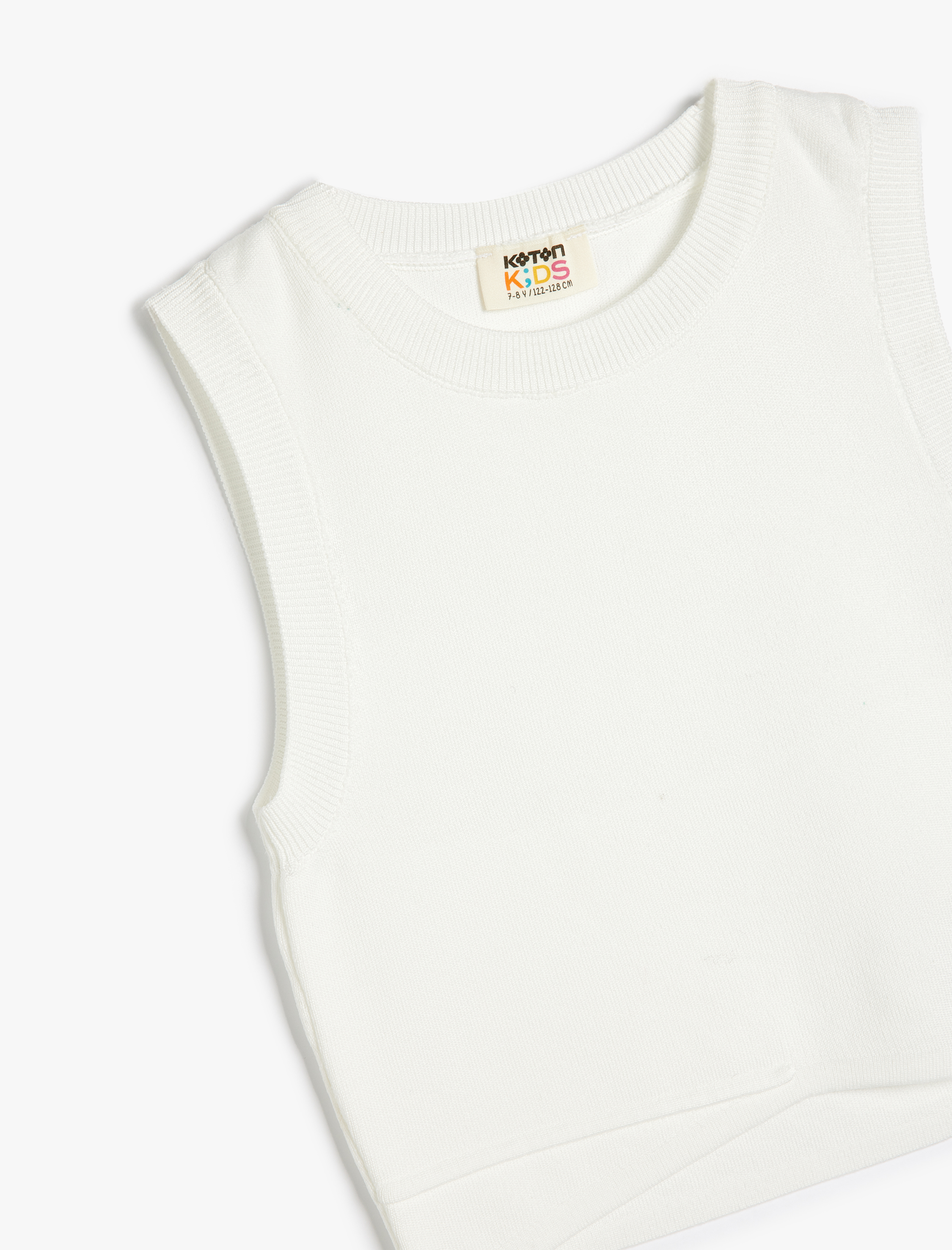  Kız Çocuk Kolsuz Triko Basic Crop Atlet