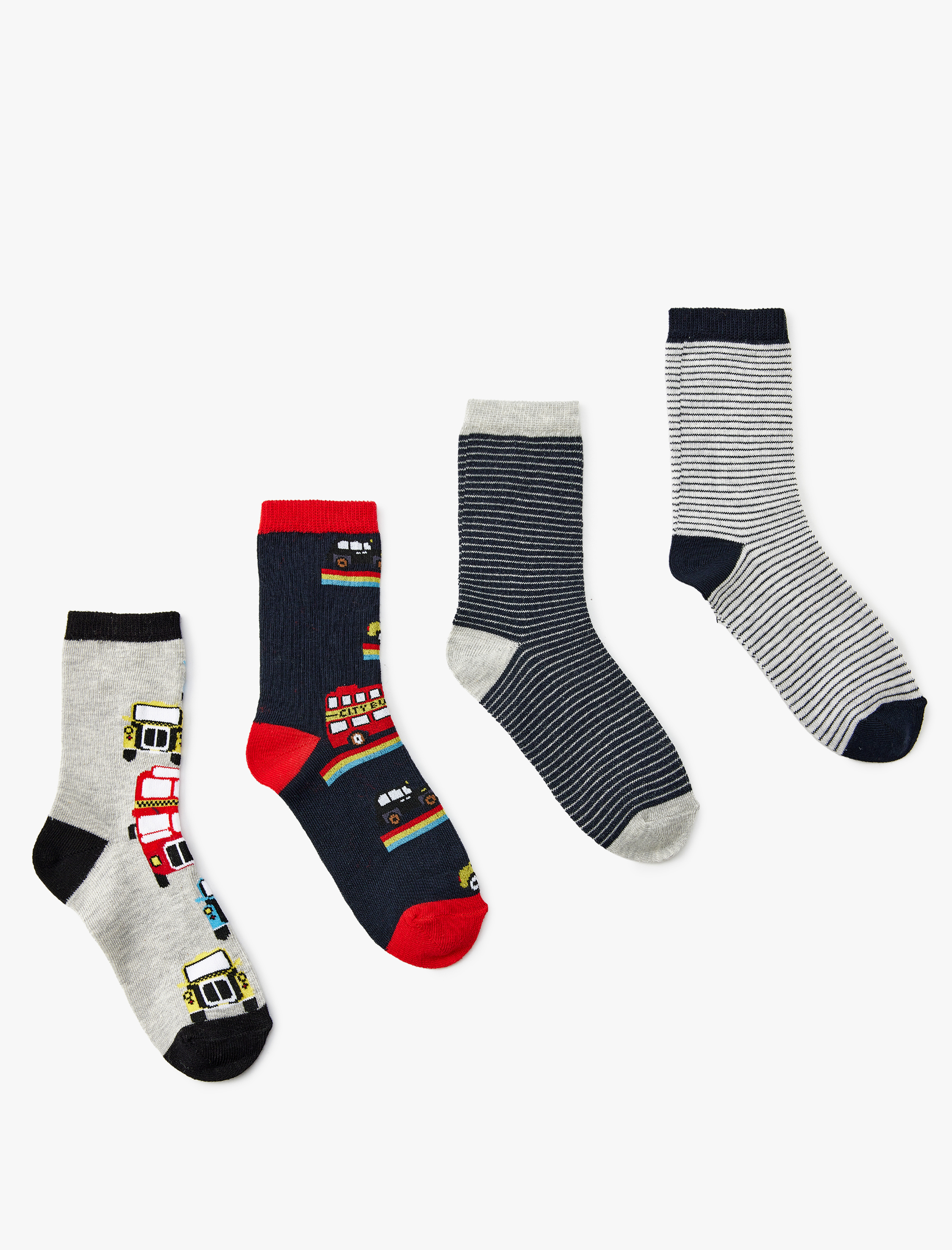  Erkek Çocuk 4'lü Çorap Seti Baskılı Çok Renkli