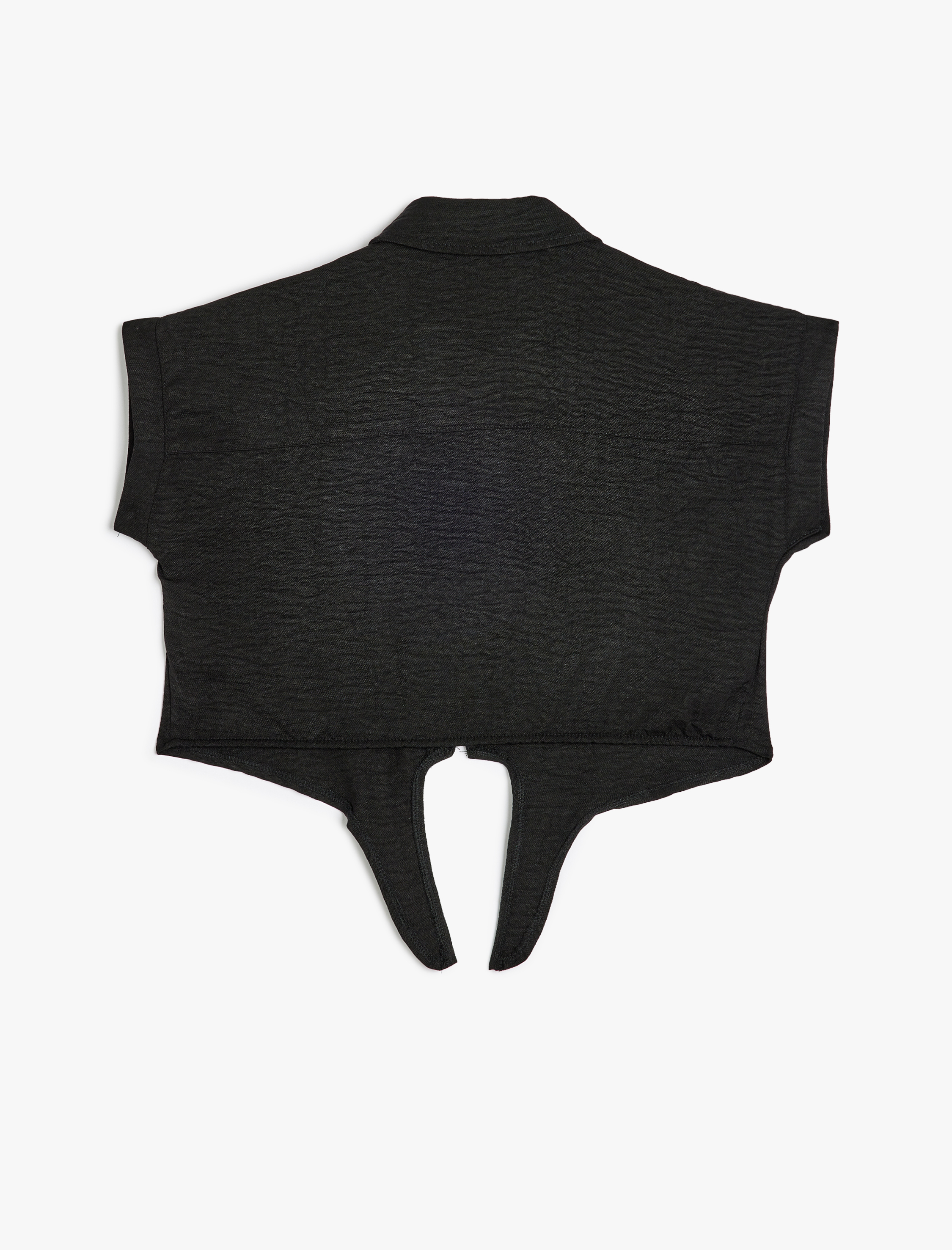  Kız Çocuk Crop Gömlek Önden Bağlamalı Cep Detaylı Kısa Kollu