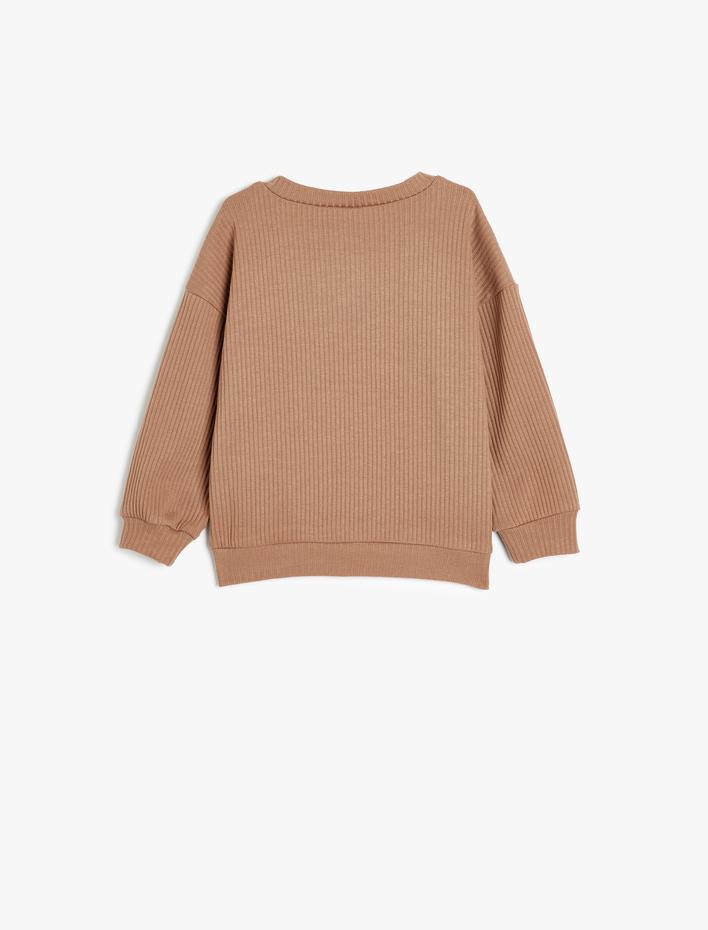 Erkek Bebek Basic Sweatshirt Bisiklet Yaka Uzun Kollu Bisiklet Yaka