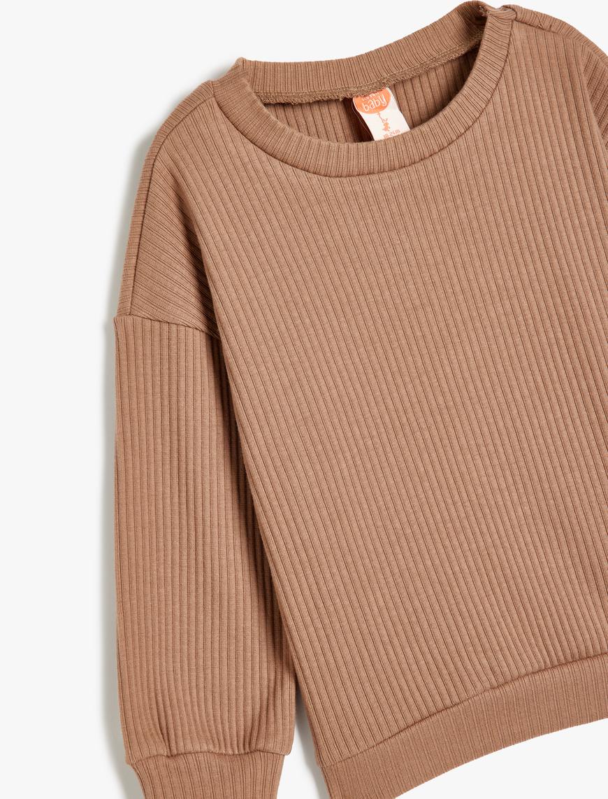  Erkek Bebek Basic Sweatshirt Bisiklet Yaka Uzun Kollu Bisiklet Yaka