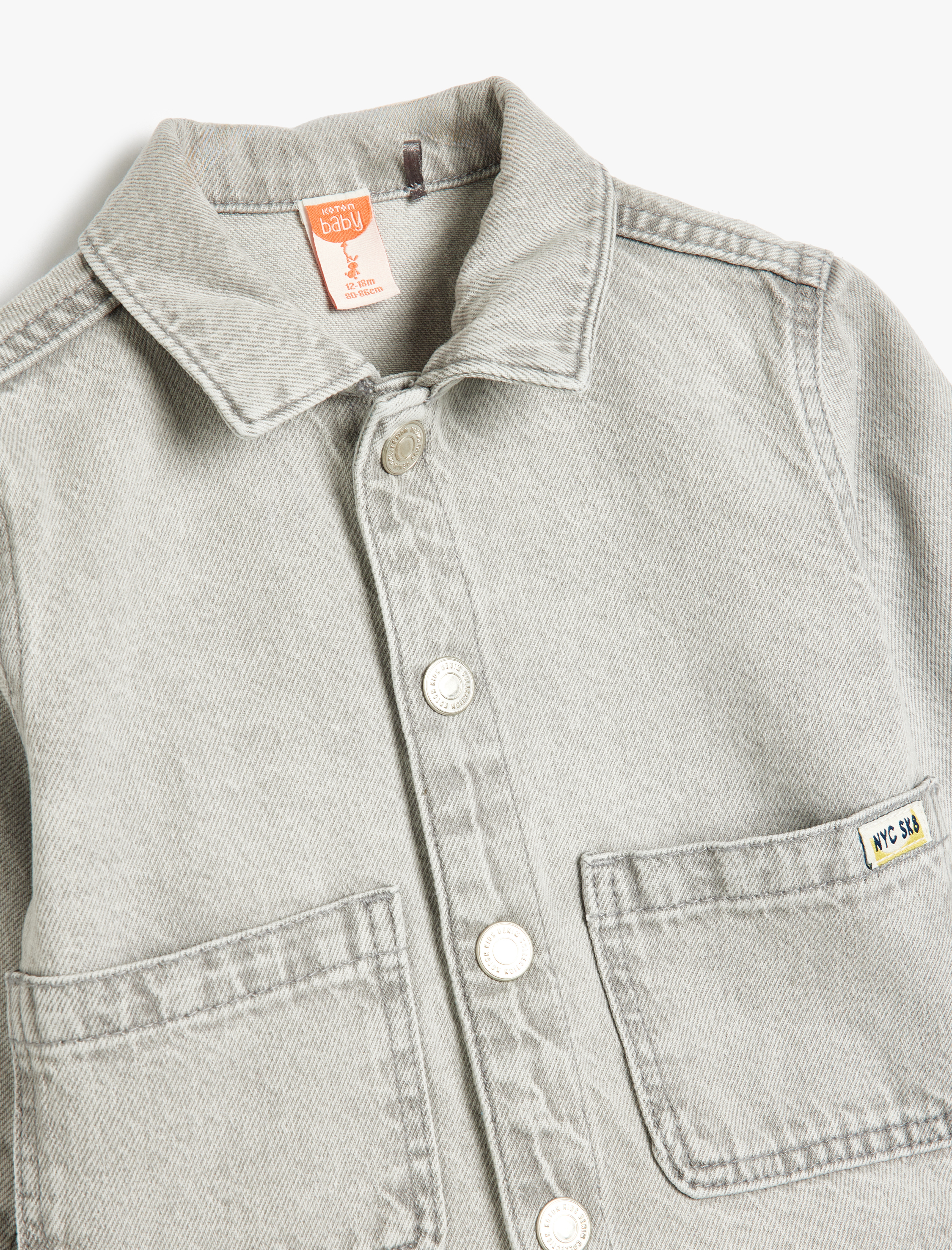 Erkek Bebek Kot Ceket Uzun Kollu Cep Detaylı Pamuklu