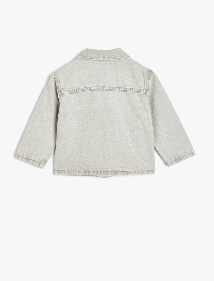 Erkek Bebek Kot Ceket Uzun Kollu Cep Detaylı Pamuklu