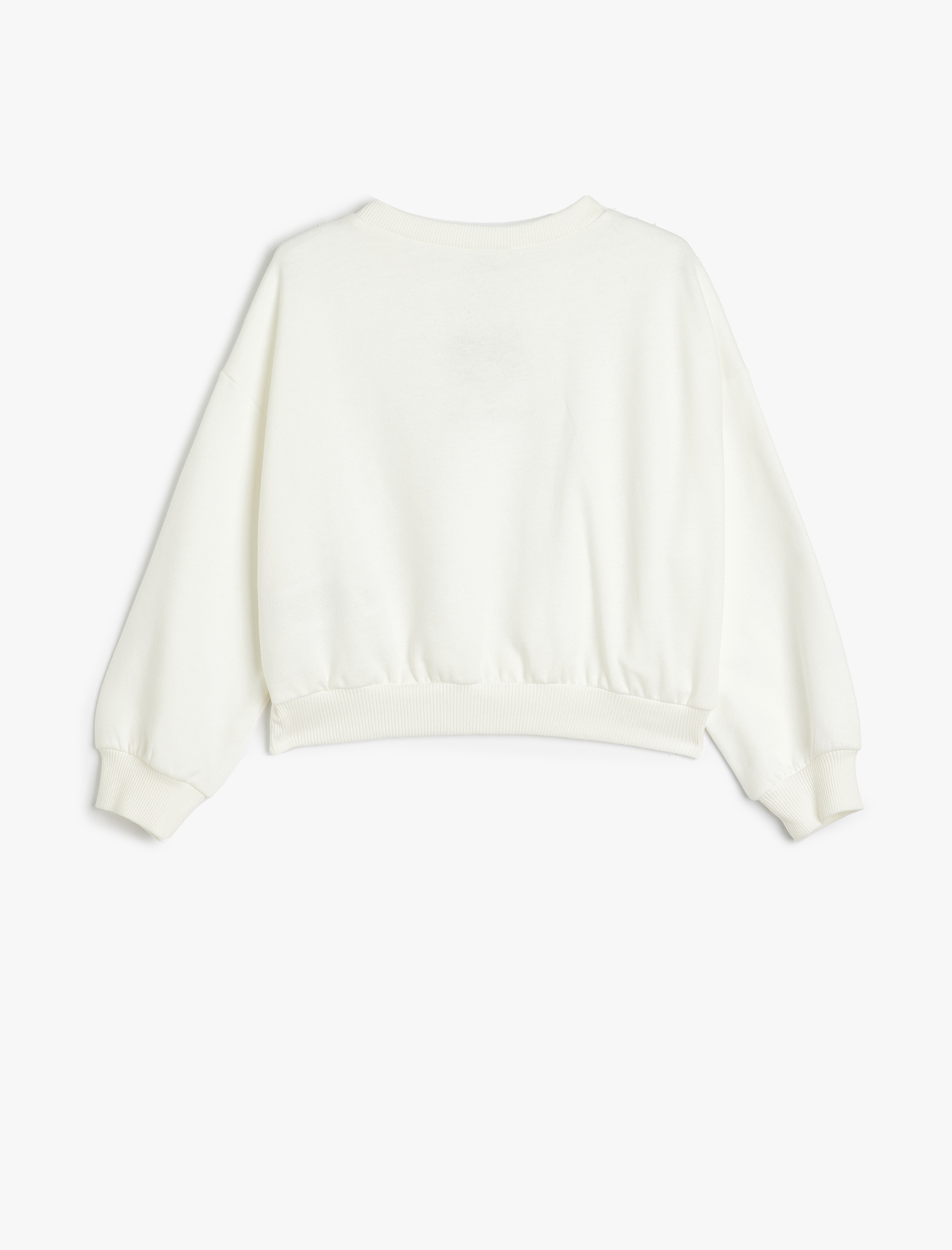  Kız Çocuk Sweatshirt Kalp Baskılı Uzun Kollu Pamuk Karışımlı Şardonlu