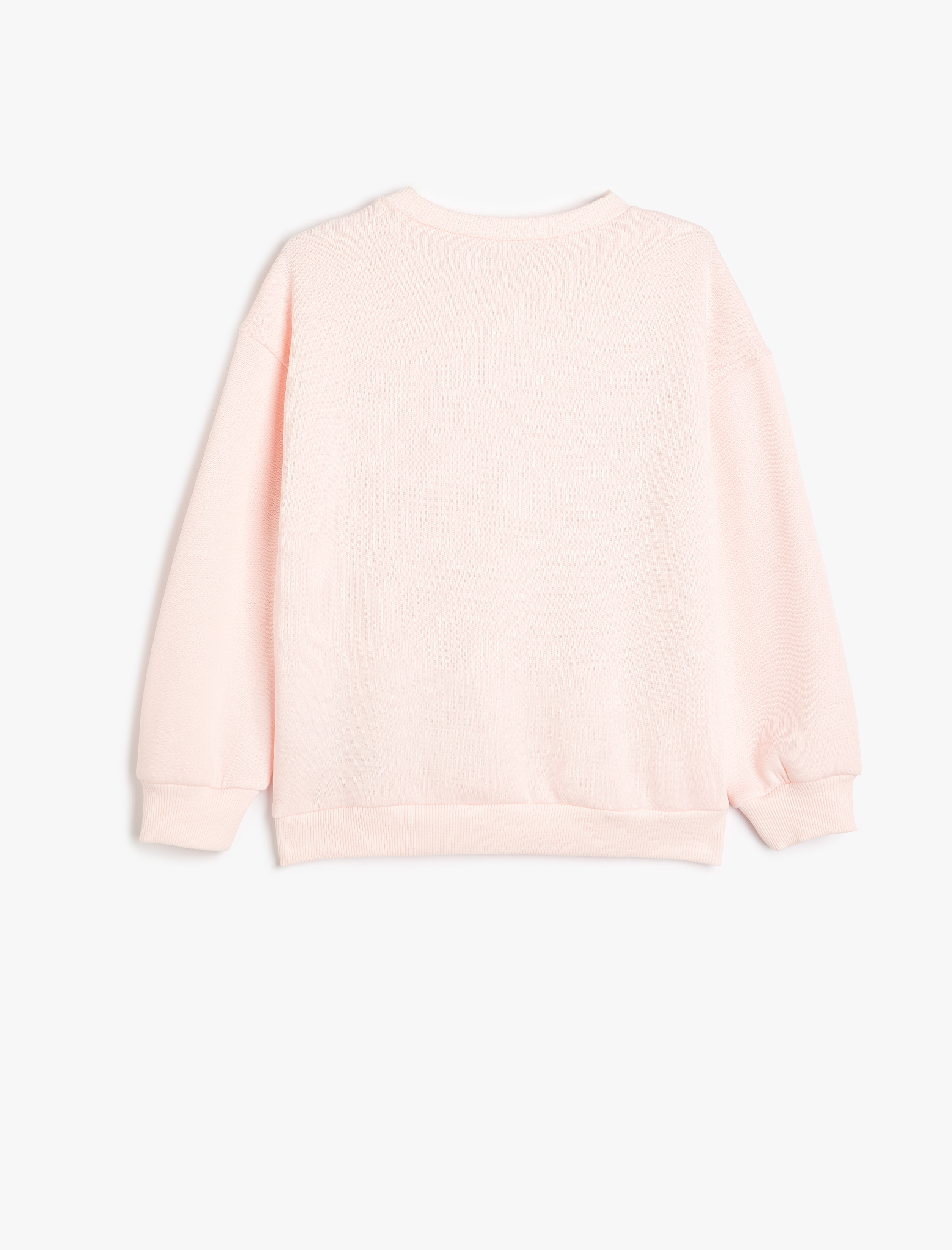  Kız Çocuk Sweatshirt Waffle Baskılı Bisiklet Yaka Uzun Kollu Pamuklu Şardonlu