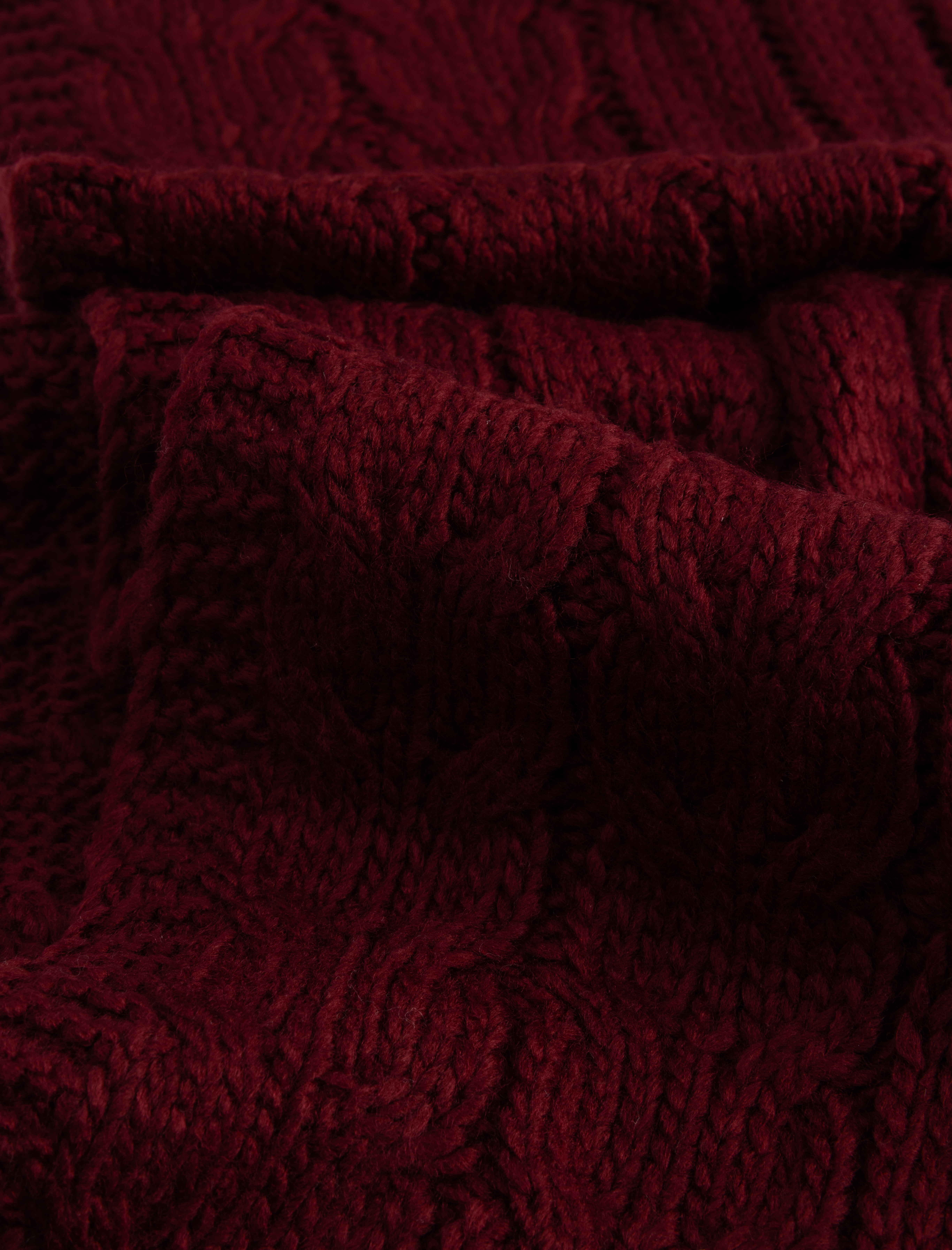  Kadın Püsküllü Saç Örgü Dokulu Uzun Atkı - Koton X Sima Tarkan