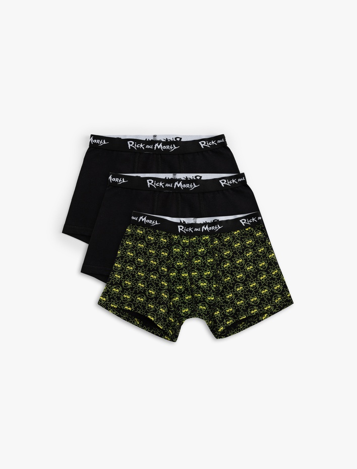 Erkek Çocuk Rick and Morty Lisanslı Pamuklu 3'lü Boxer Seti