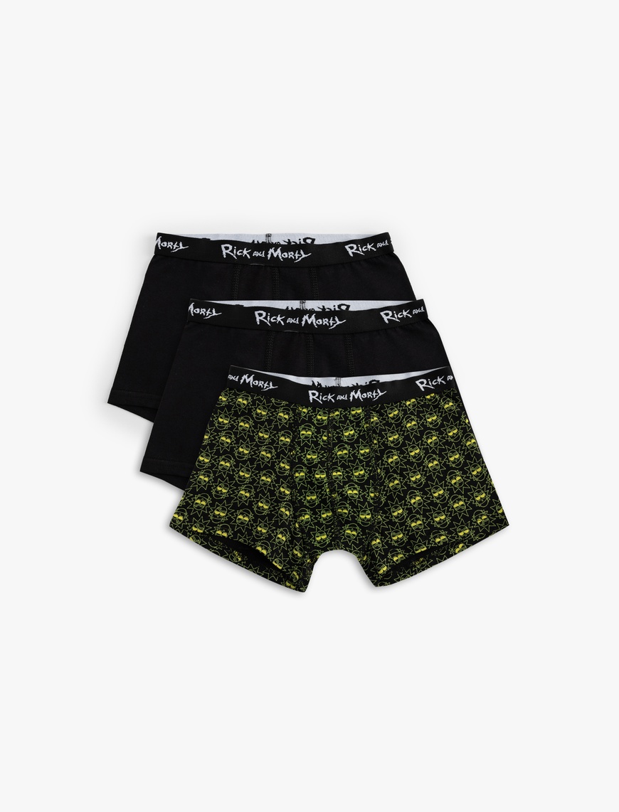  Erkek Çocuk Rick and Morty Lisanslı Pamuklu 3'lü Boxer Seti