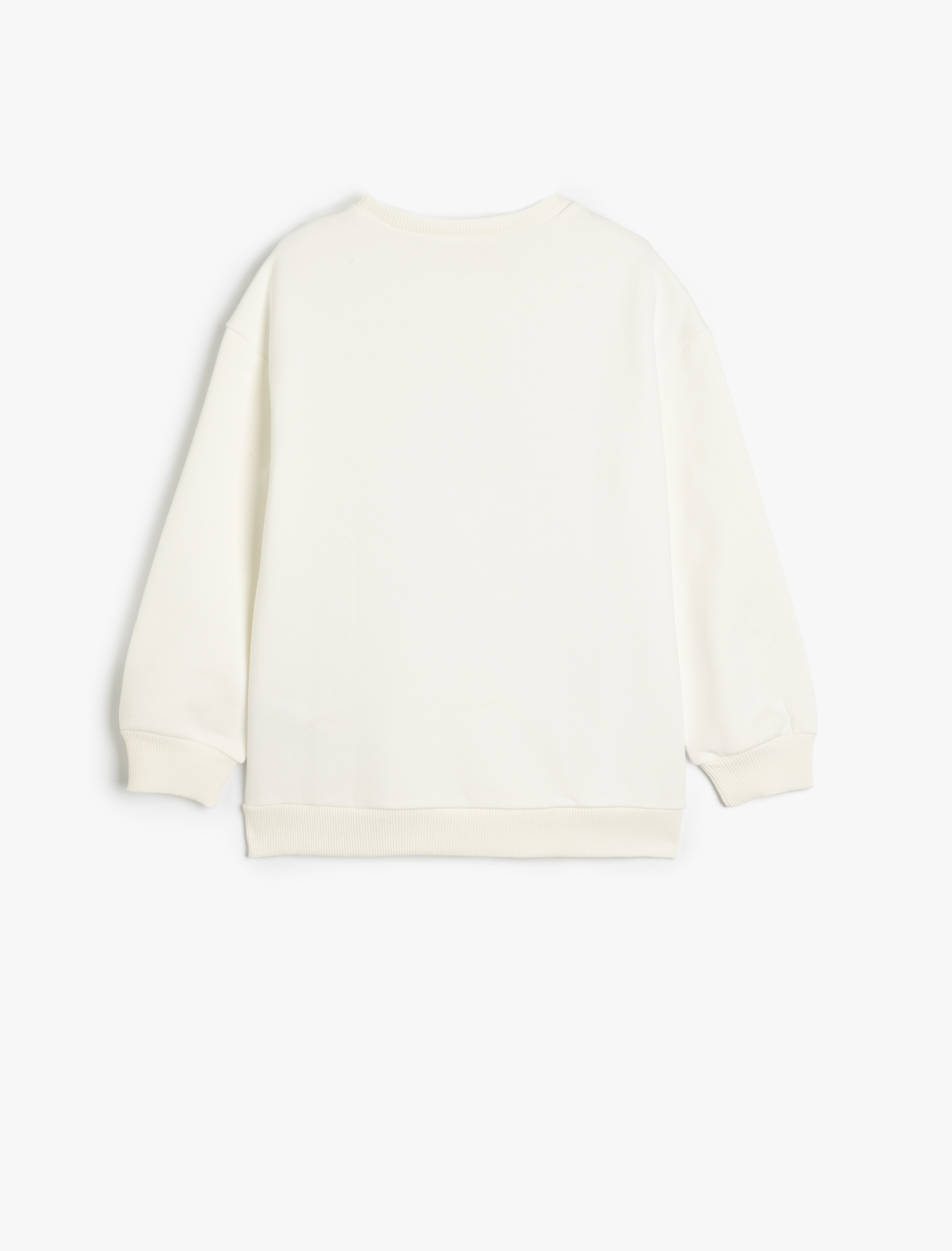  Kız Çocuk Sweatshirt Fiyonk Baskılı Uzun Kollu Bisiklet Yaka Pamuk Karışımlı Şardonlu