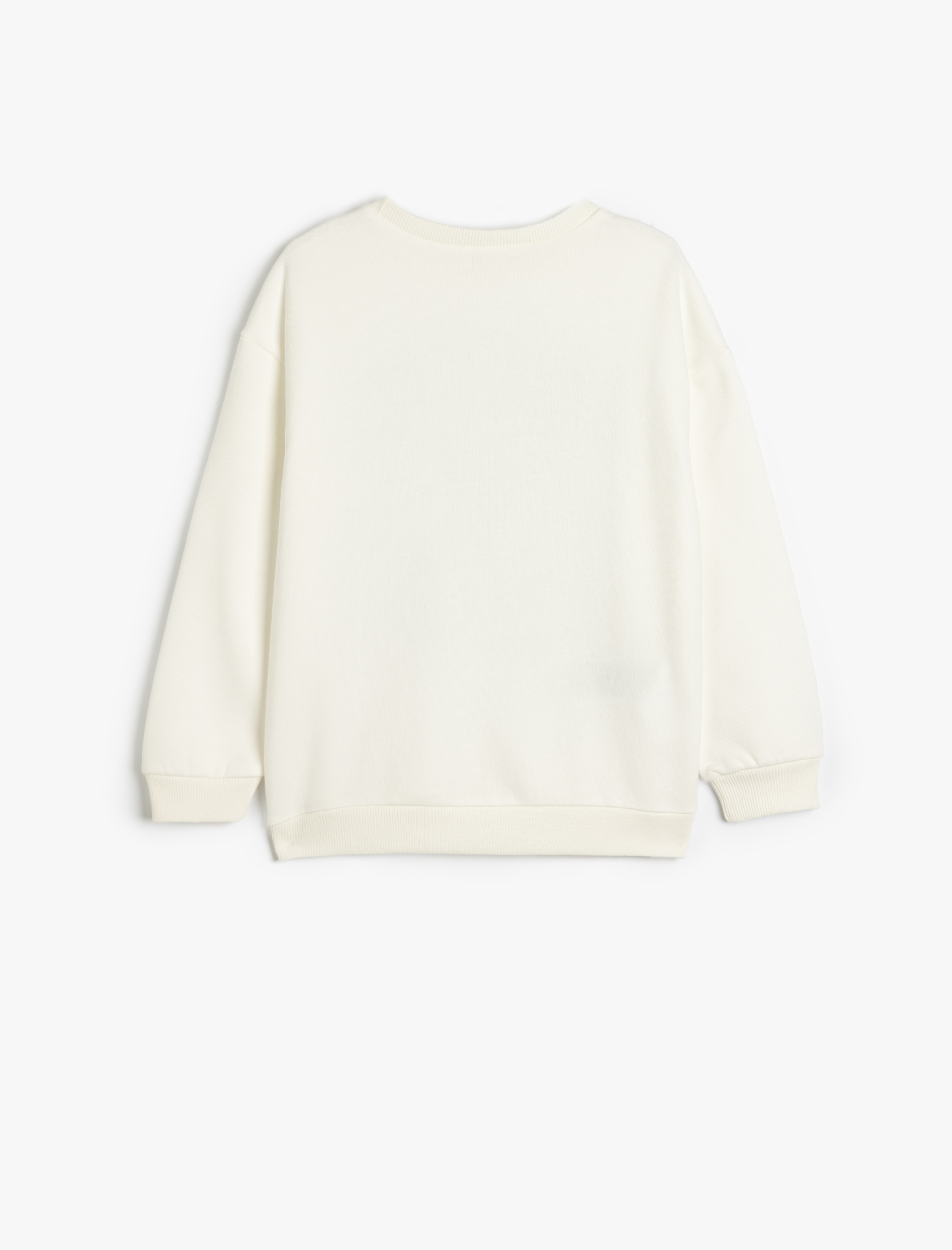  Kız Çocuk Sweatshirt Ayıcık Baskılı Uzun Kollu Bisiklet Yaka Şardonlu