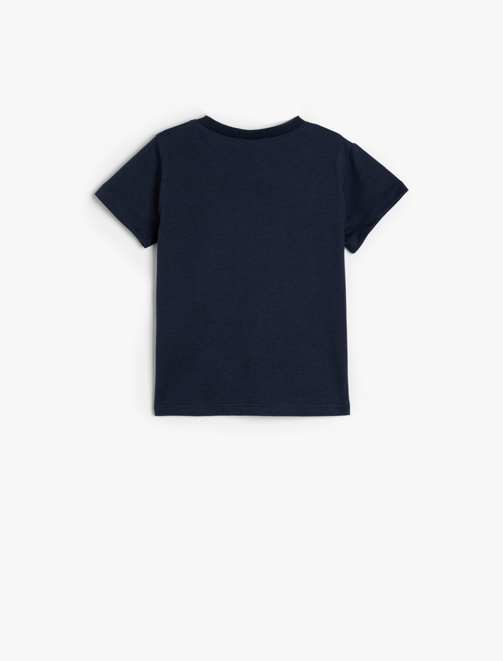 Erkek Bebek Baskılı Tişört Kısa Kollu Bisiklet Yaka