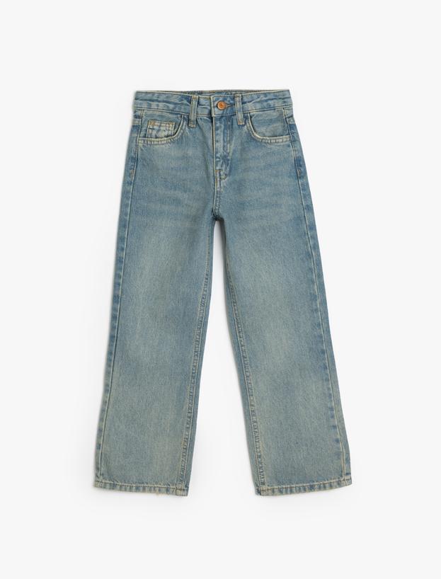 Kot Pantolon Düz Paça Cepli Pamuklu- Straight Jean_0