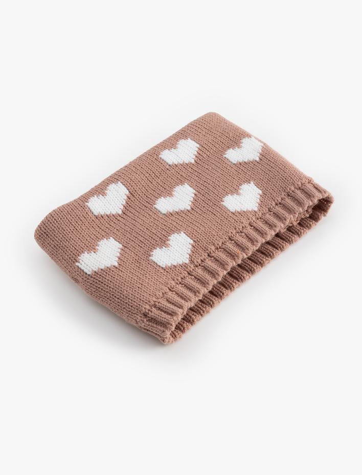 Kız Çocuk Kalpli Örgü Boyunluk