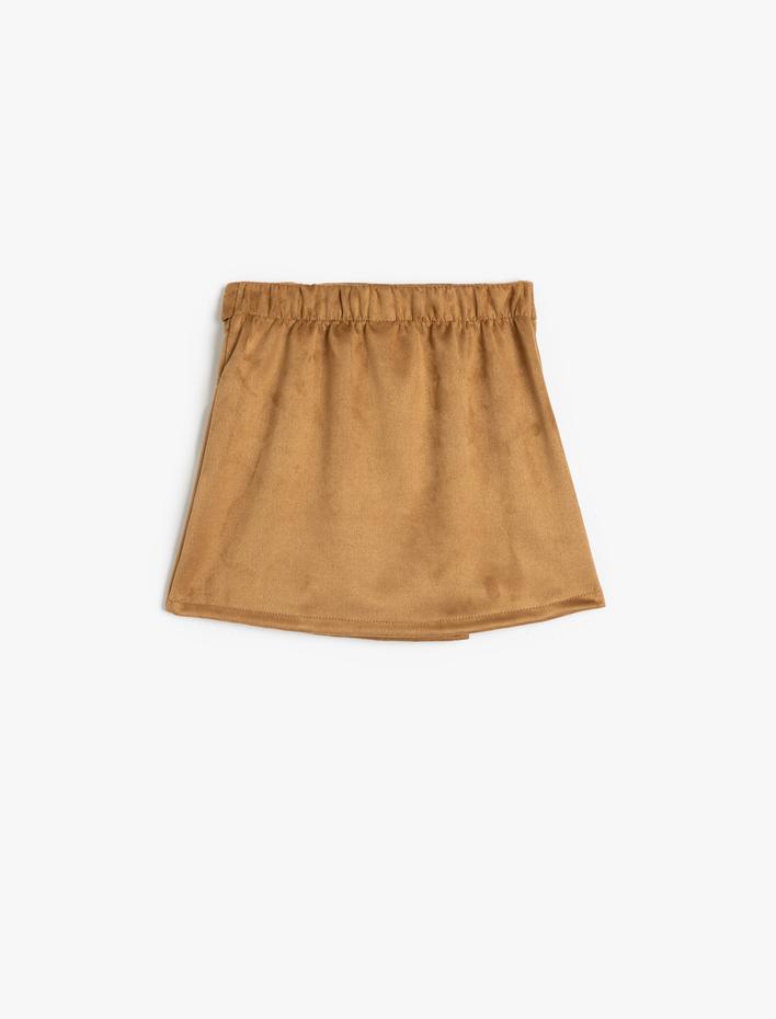 Kız Bebek Toka Detaylı Kadife Şort Etek