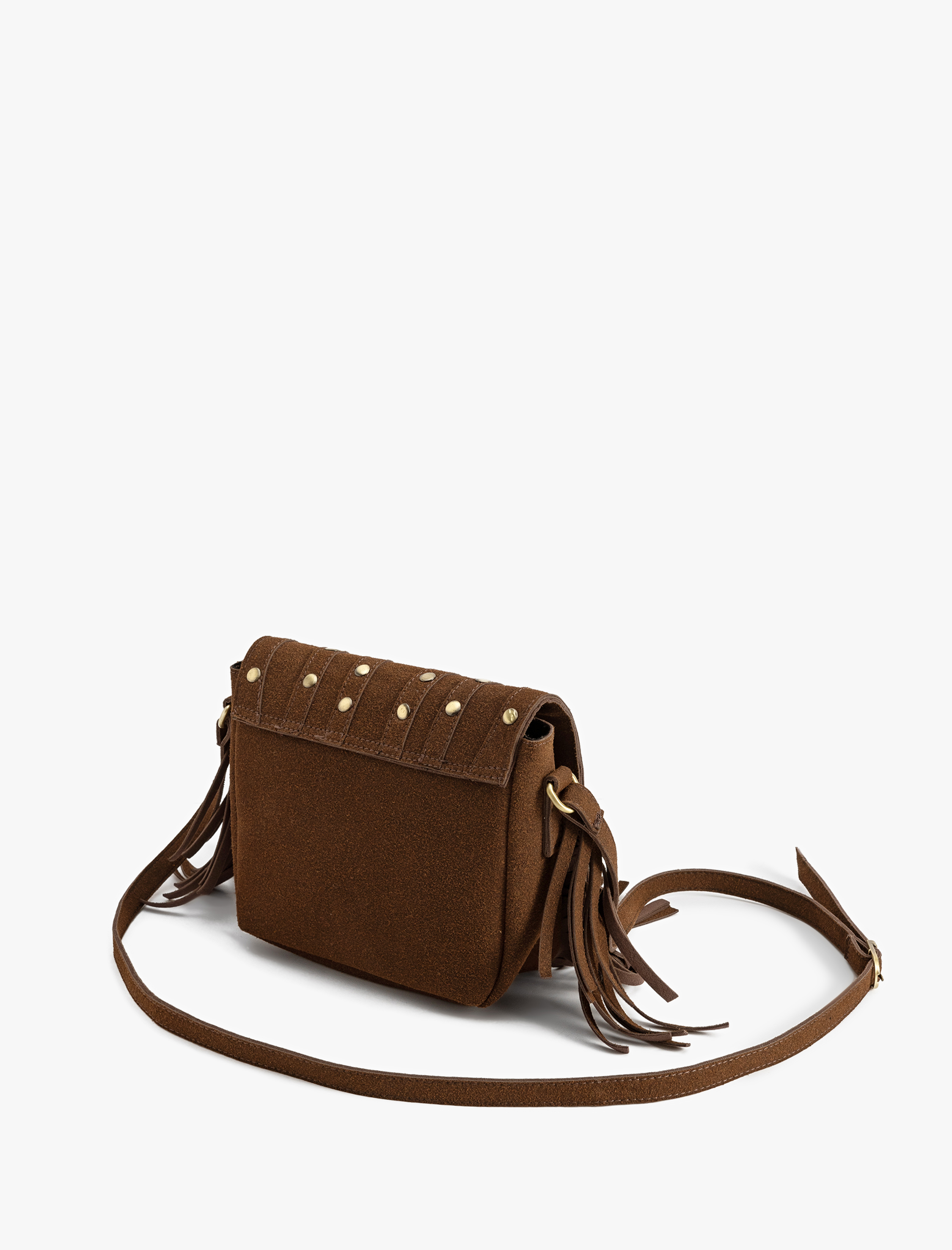  Kadın Suni Süet Püsküllü Çapraz Çanta Zımba Detaylı - Koton X Zeynep Bastık