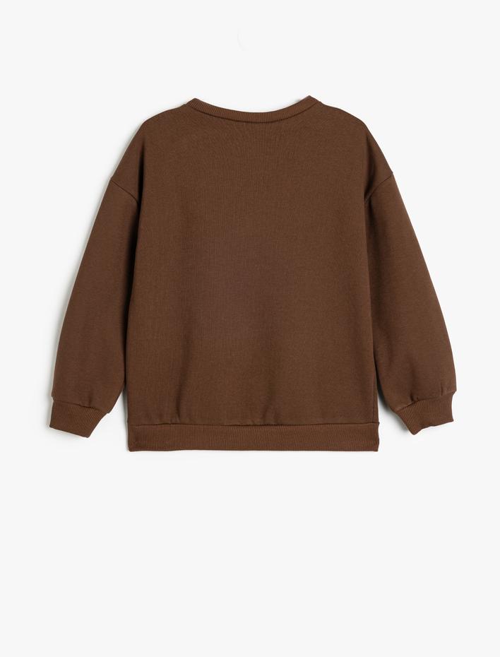 Kız Çocuk Zımba Detaylı Sweatshirt Uzun Kollu Bisiklet Yaka Şardonlu