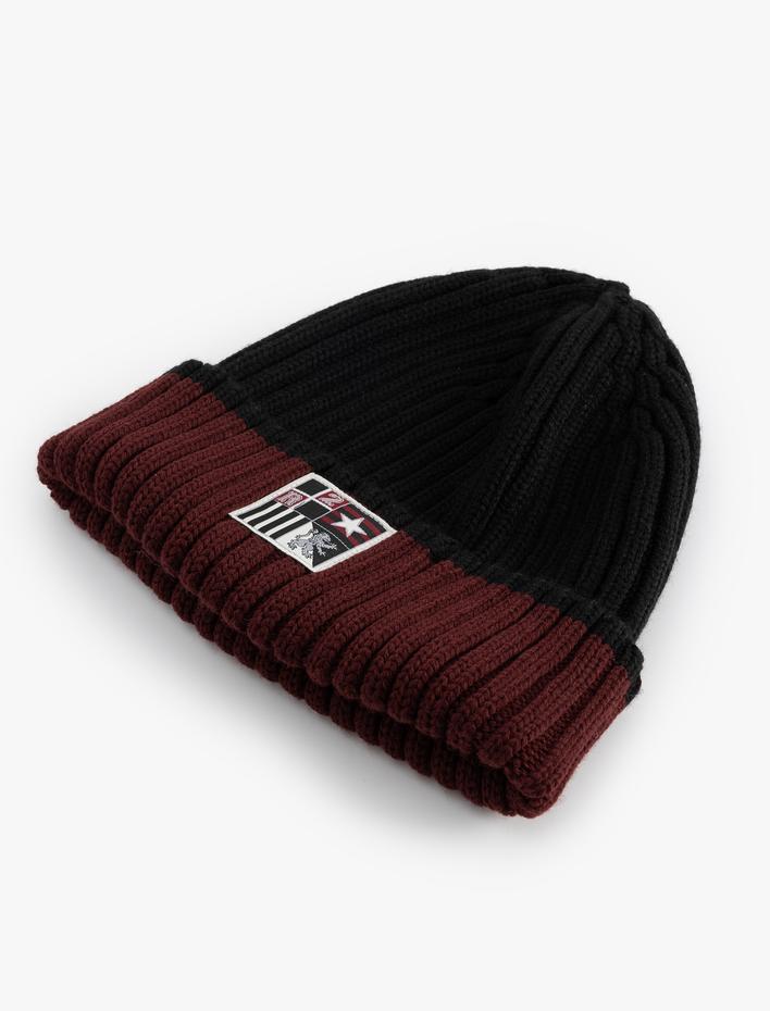 Erkek Etiket İşlemeli Katlı Bere