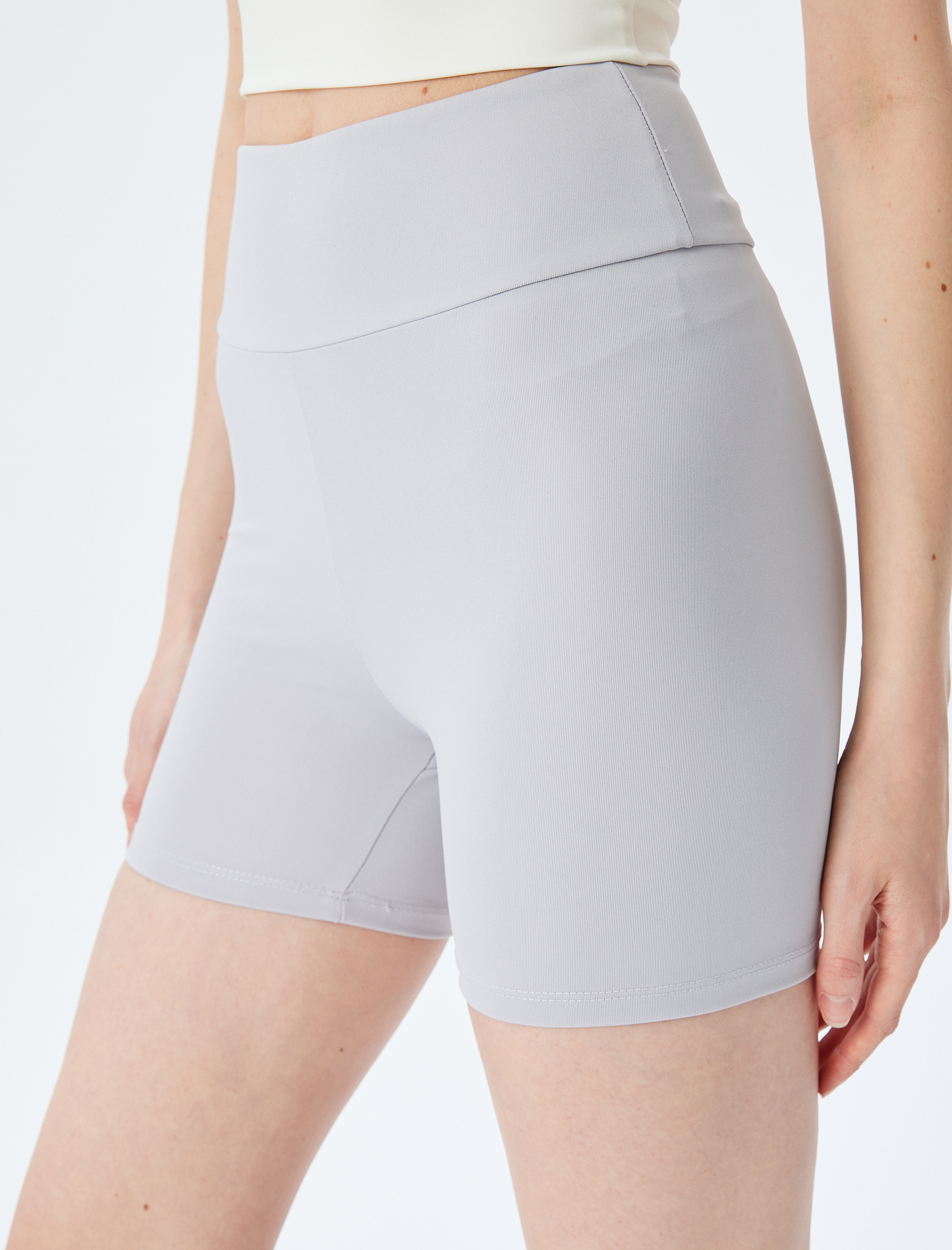   Yüksek Bel Slim Fit Kısa Biker Spor Tayt