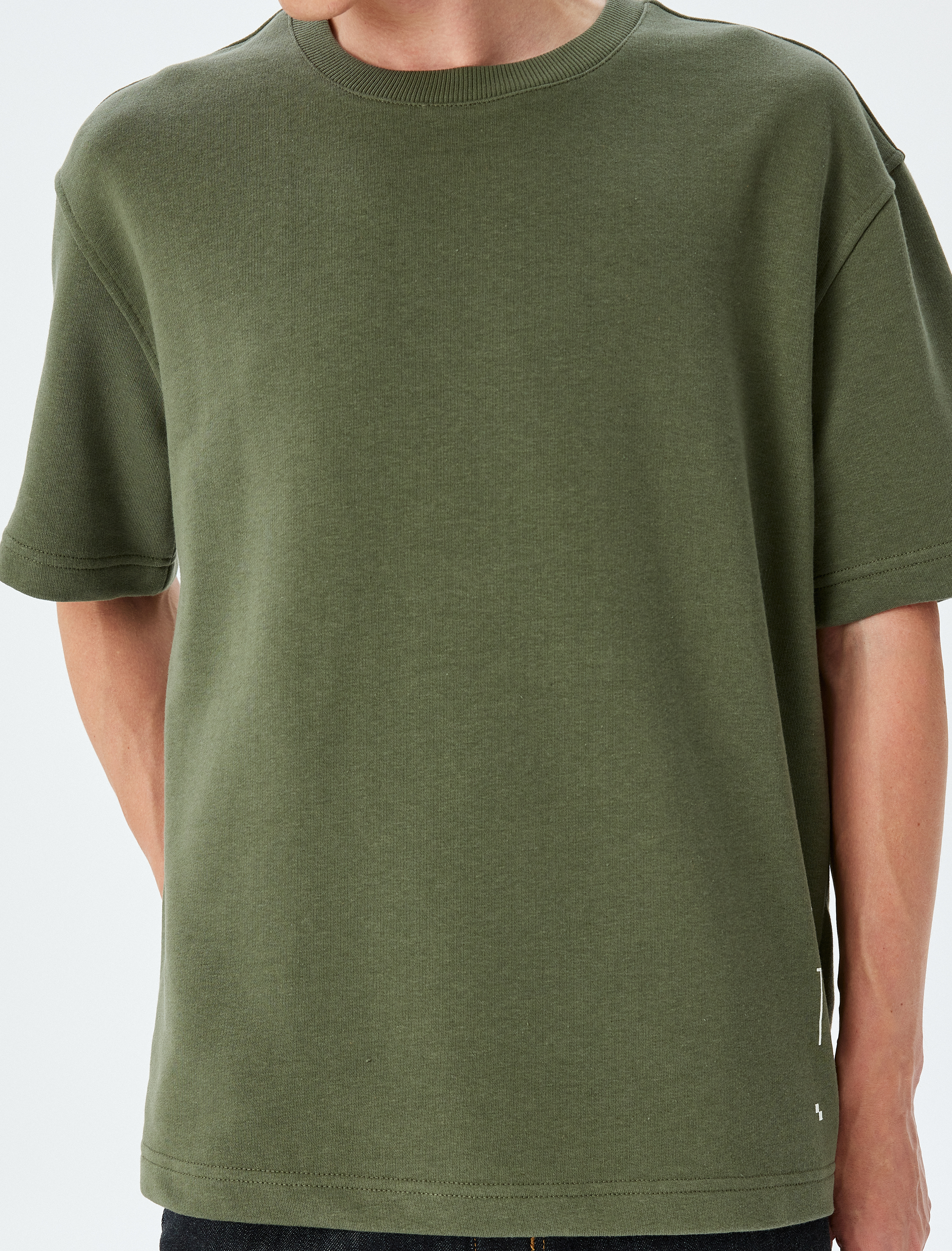   Bisiklet Yaka Kısa Kollu Tok Kumaş Pamuk Karışımlı Slogan Baskılı Oversize Tişört