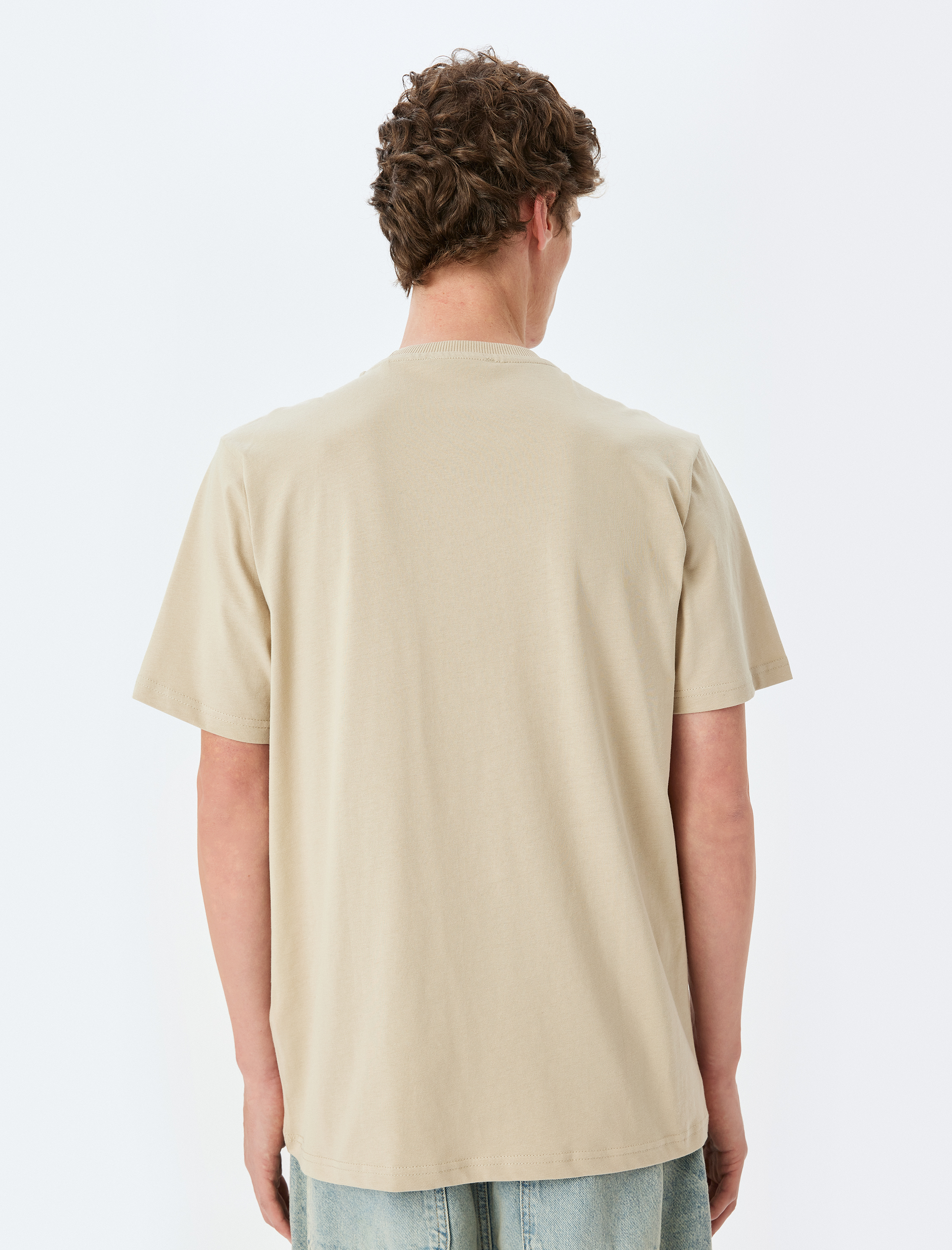   Kısa Kollu Regular Fit Bisiklet Yaka Pamuklu Slogan Baskılı Tişört