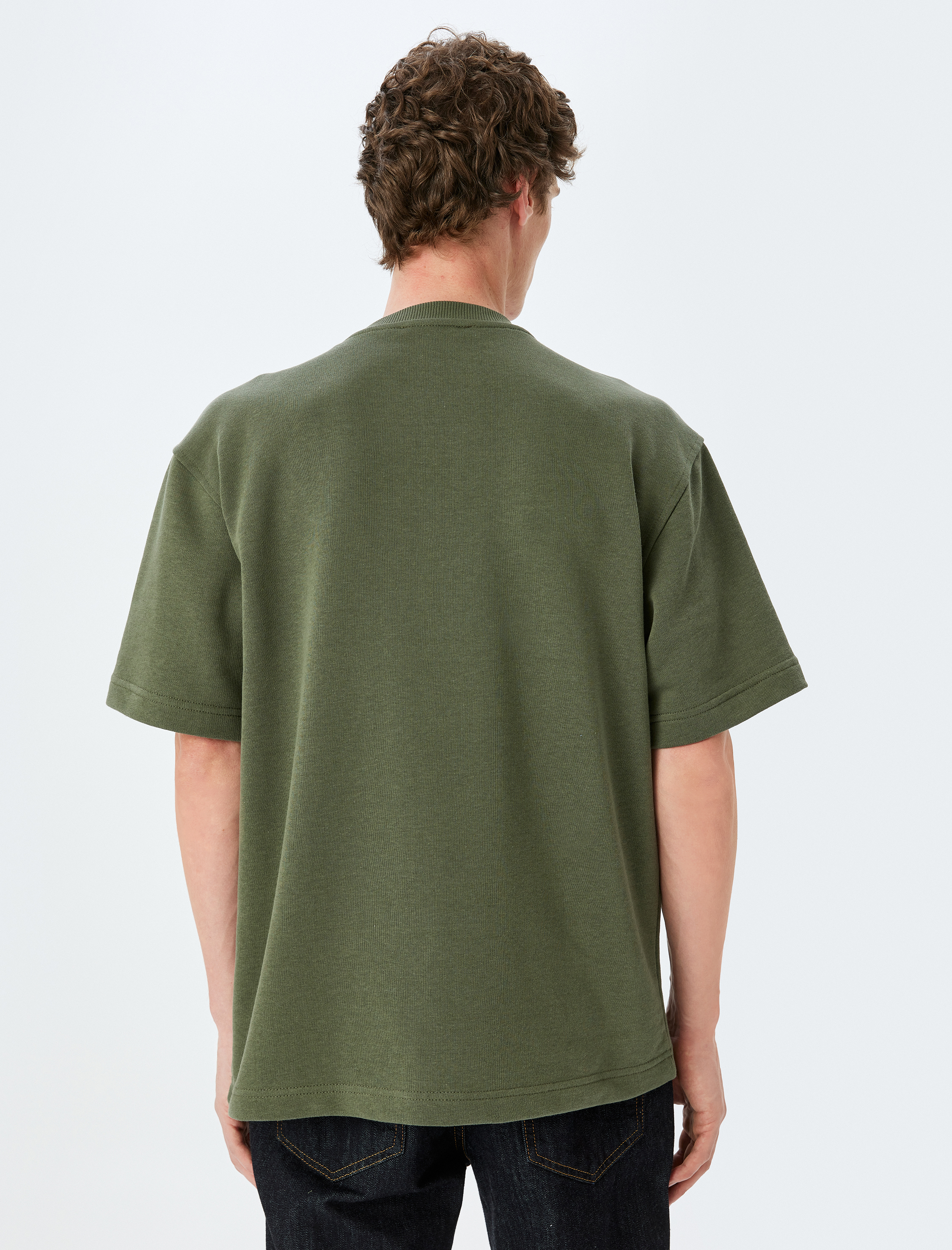   Bisiklet Yaka Kısa Kollu Tok Kumaş Pamuk Karışımlı Slogan Baskılı Oversize Tişört