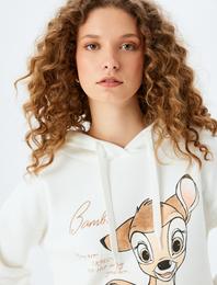 Bambi Lisanslı Baskılı Kapüşonlu Rahat Kalıp Sweatshirt