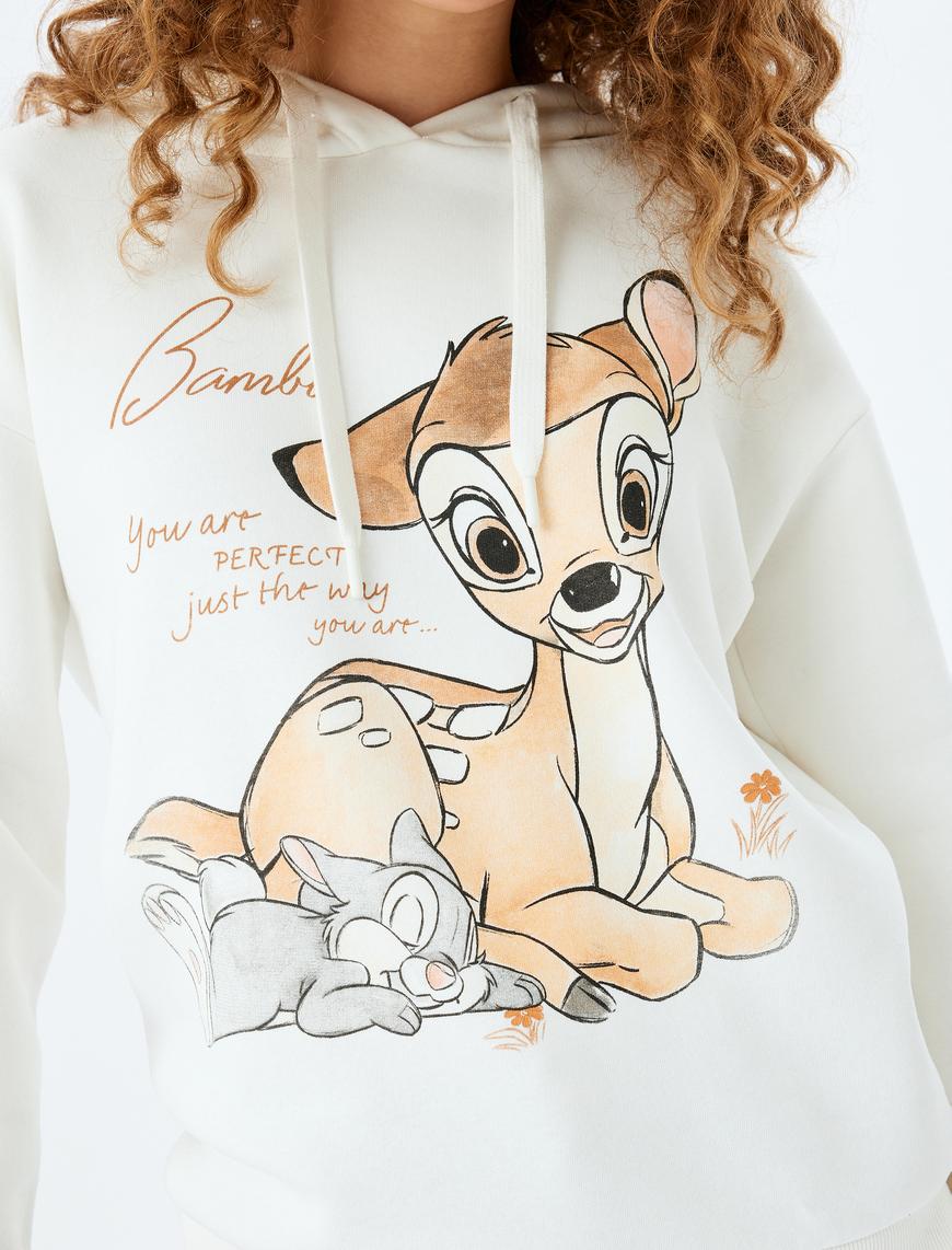   Bambi Lisanslı Baskılı Kapüşonlu Rahat Kalıp Sweatshirt