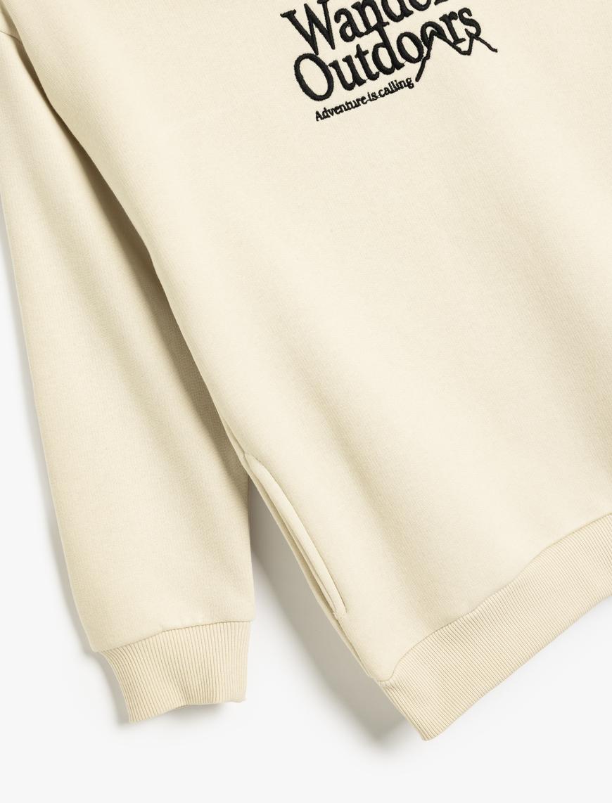  Erkek Çocuk Oversize Kapşonlu Sweatshirt Slogan Baskılı Renk Bloklu