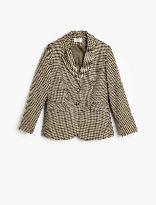 Kruvaze Blazer Ceket Uzun Kollu Cep Detaylı Viskon Karışımlı_0
