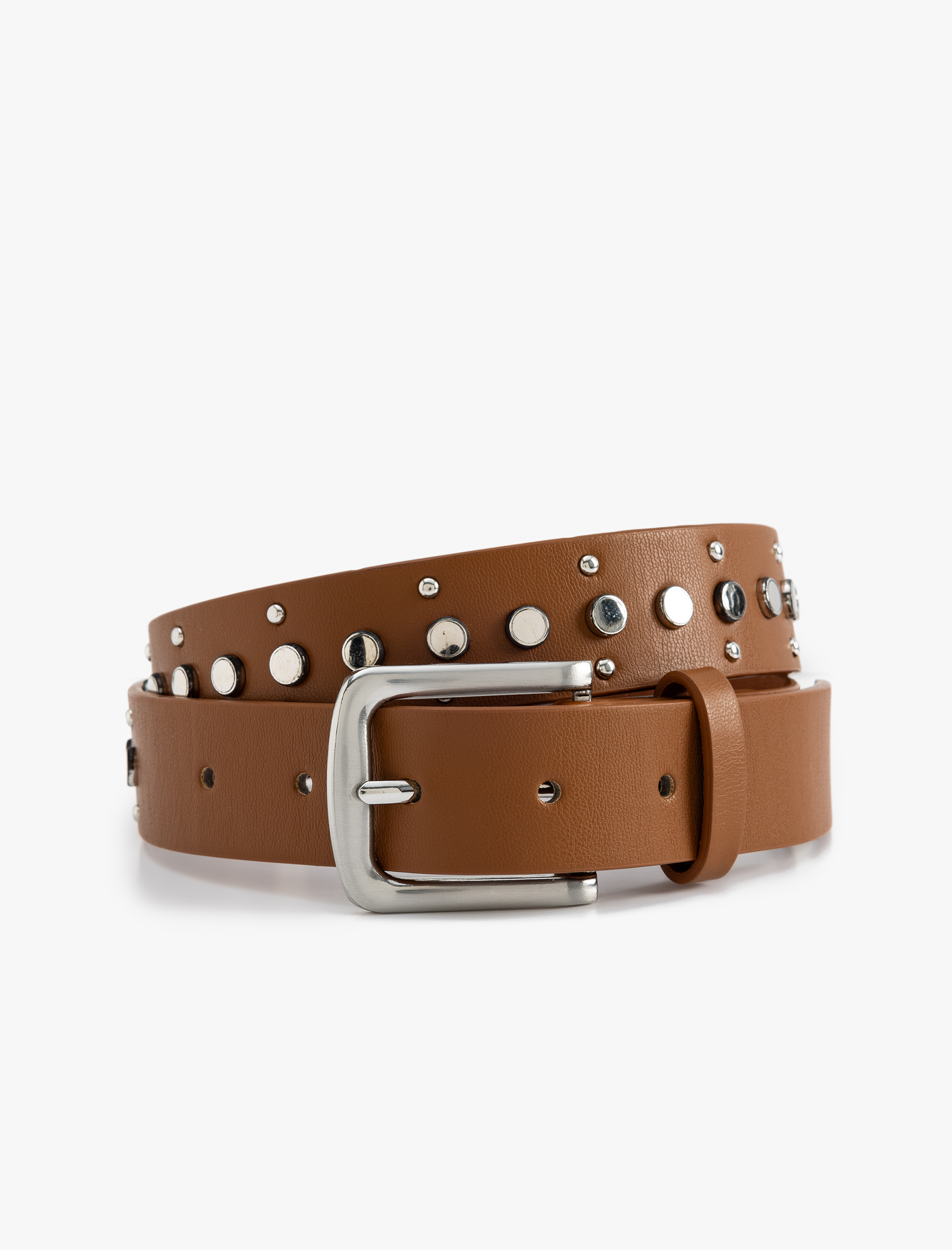  Kadın Suni Deri Metal Zımba Detaylı Kemer