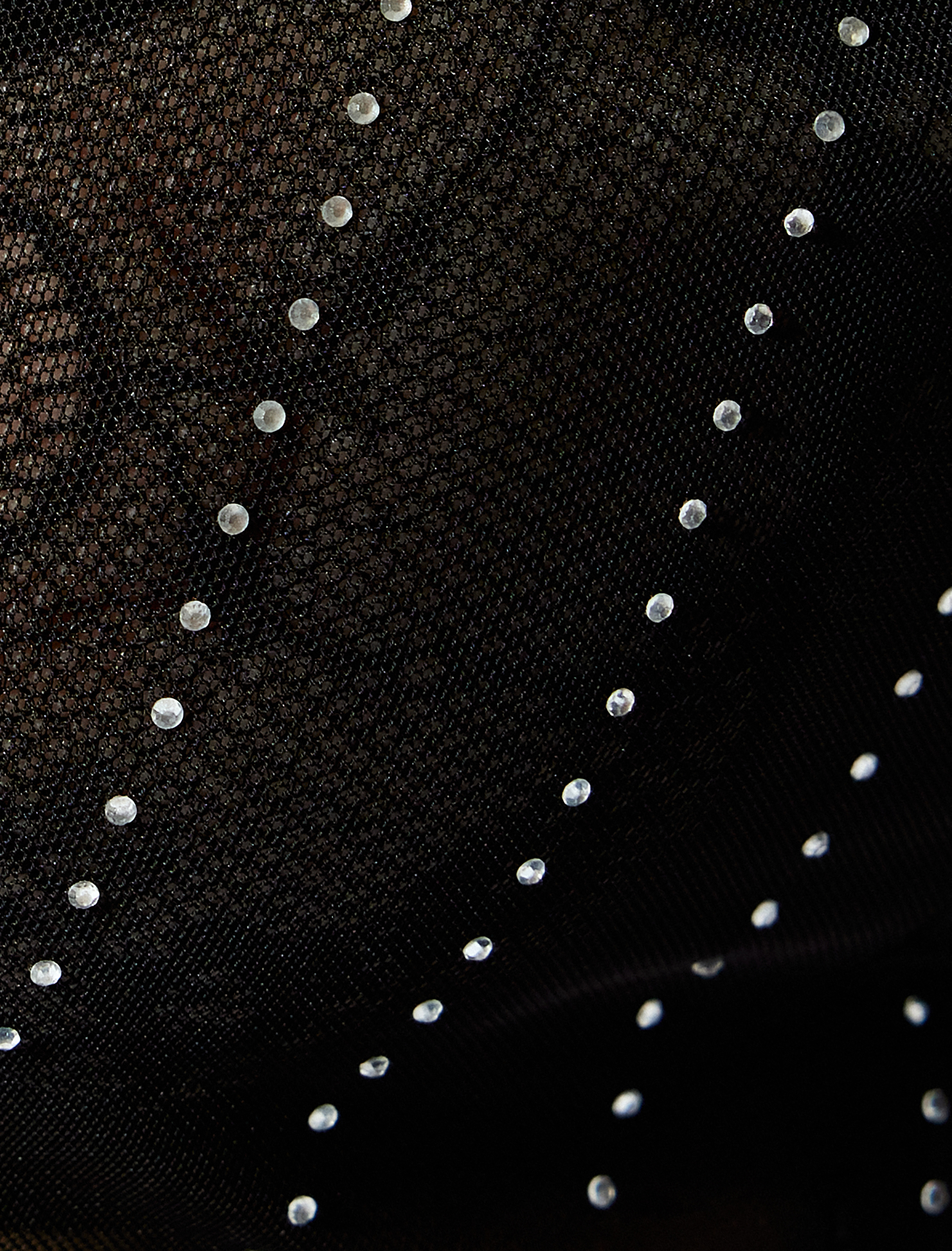   Taşlı Transparan Bisiklet Yaka Uzun Kollu Tül Abiye Bluz