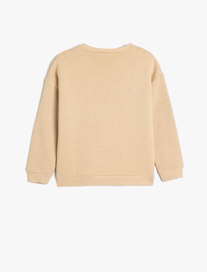 Erkek Çocuk Oversize Sweatshirt Köpek Baskılı Uzun Kollu Bisiklet Yaka Şardonlu