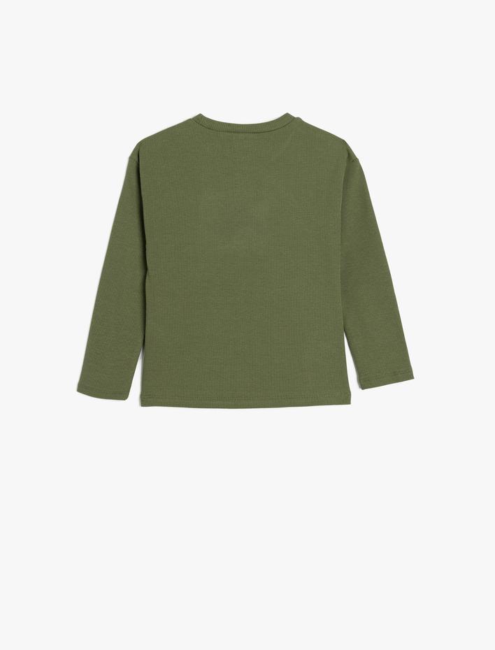 Kız Bebek Uzun Kollu Bisiklet Yaka Köpek Baskılı Pamuklu Tişört