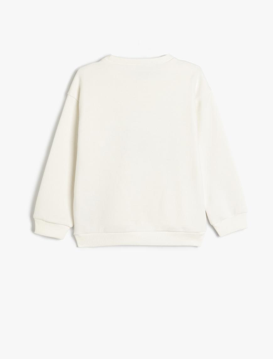  Erkek Çocuk Oversize Sweatshirt Hayvanlar Baskılı Uzun Kollu Bisiklet Yaka Şardonlu
