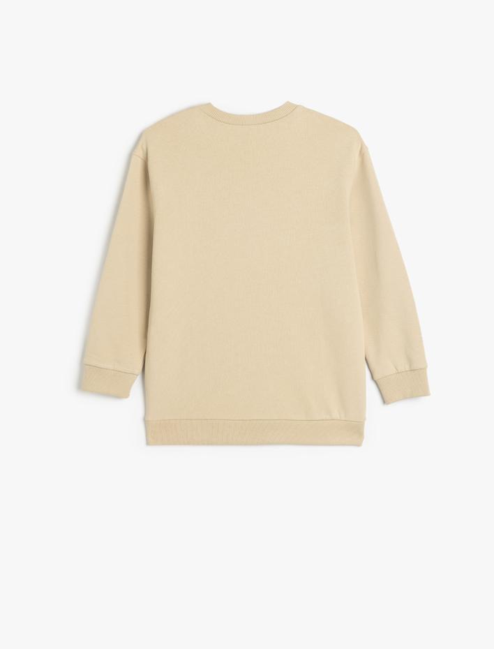 Erkek Çocuk Pamuklu Şardonlu Geyik Baskılı Oversize Uzun Kollu Sweatshirt