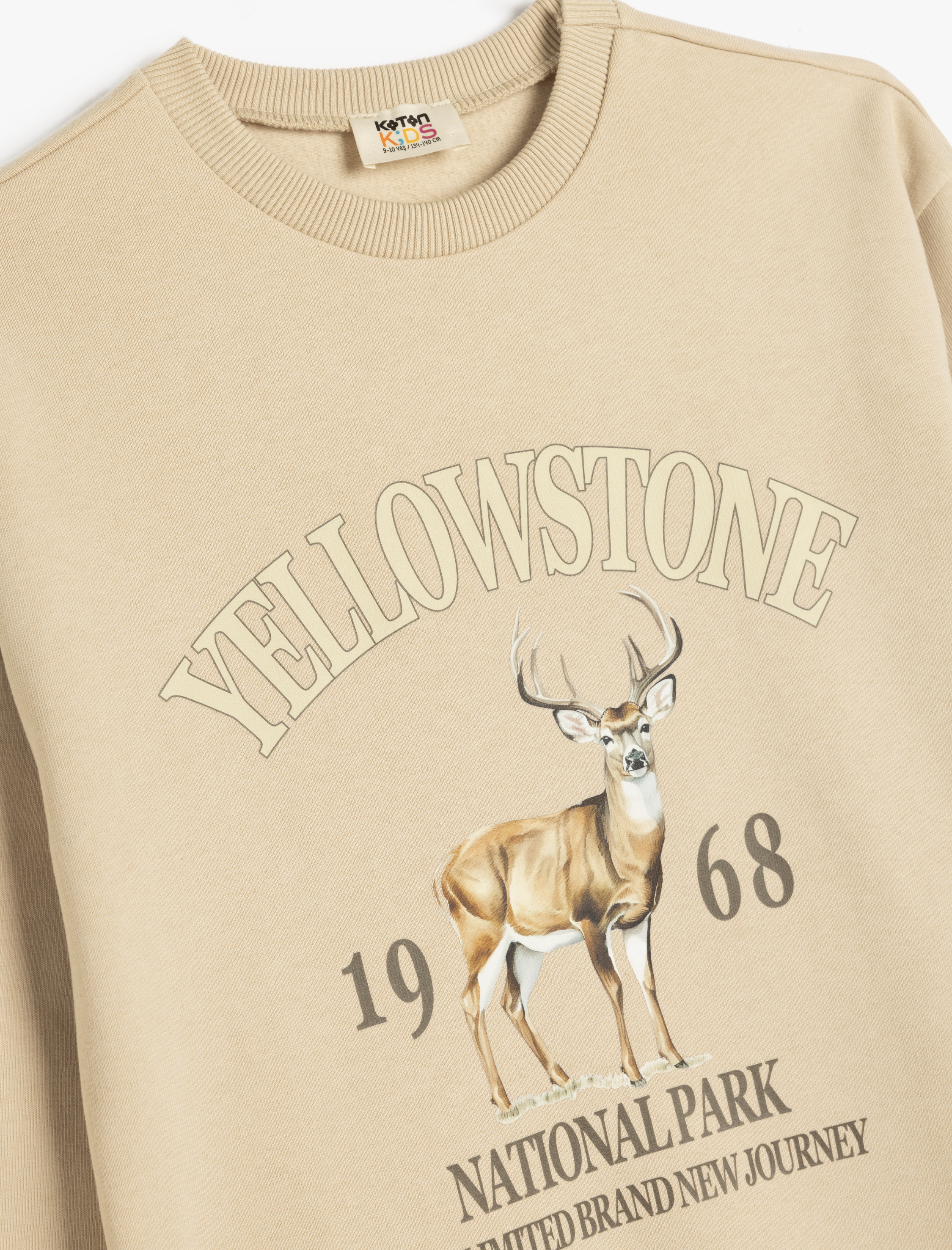  Erkek Çocuk Pamuklu Şardonlu Geyik Baskılı Oversize Uzun Kollu Sweatshirt