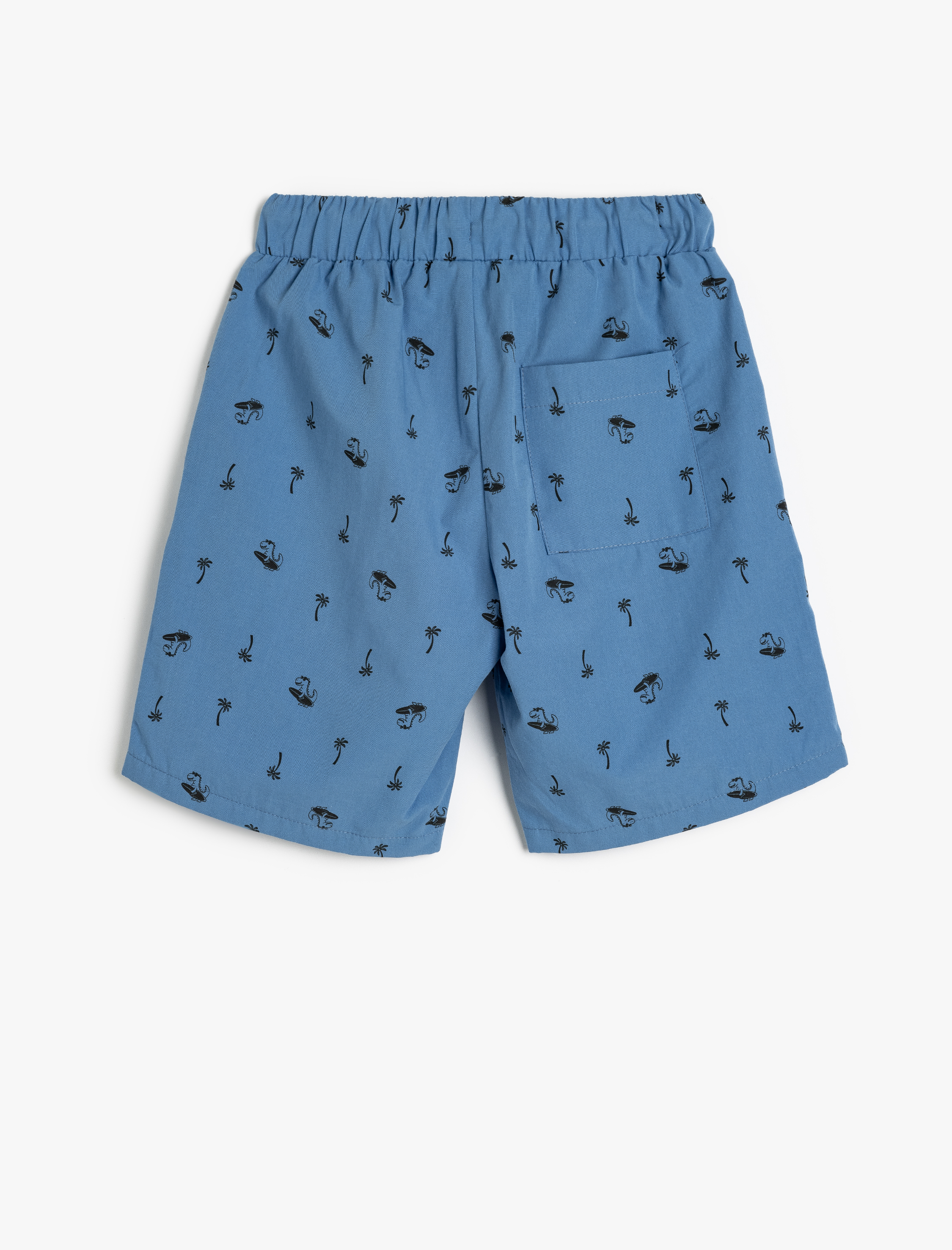  Erkek Çocuk Chino Şort Cepli Beli Bağlamalı Dinozor Baskılı Pamuklu