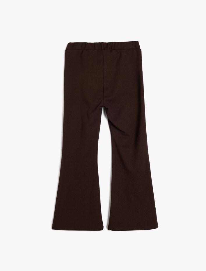 Kız Çocuk Beli Lastikli İspanyol Paça Viskon Karışımlı Basic Tayt