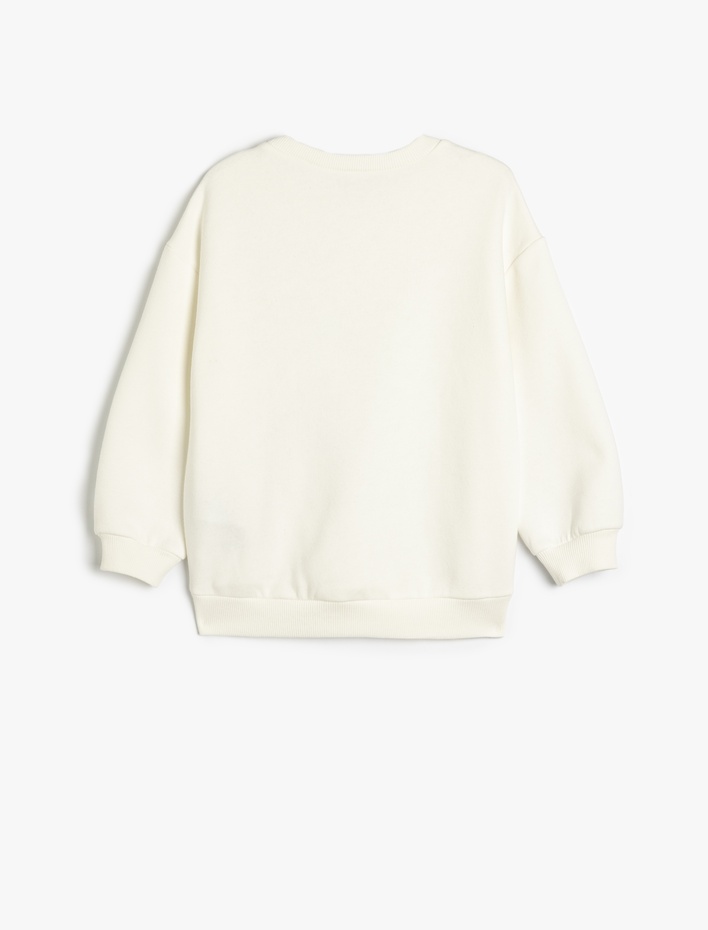 Kız Çocuk Unicorn Baskılı Sweat Bisiklet Yaka Uzun Kollu Şardonlu