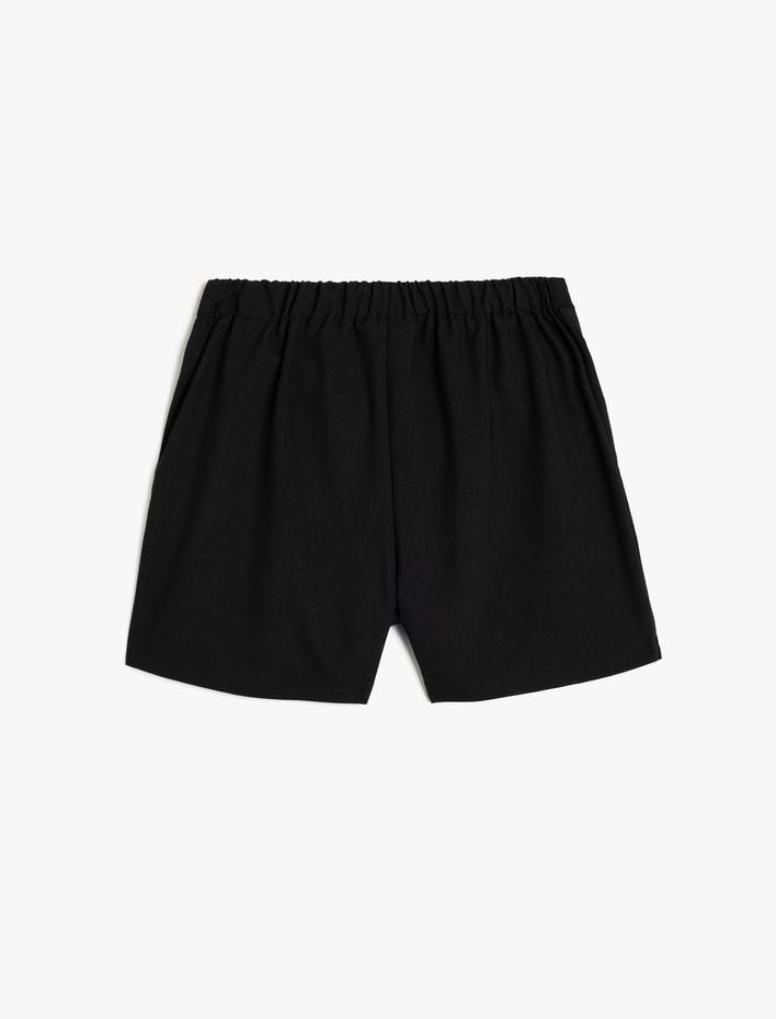 Kız Çocuk Şort Etek Beli Lastikli Pile Detaylı Viskon Karışımlı