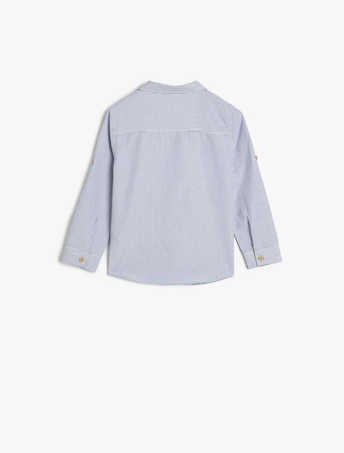 Erkek Bebek Uzun Kollu Pamuk Karışımlı Ekoseli Gömlek