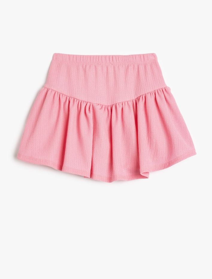 Kız Çocuk Dokulu Pileli Şort Etek